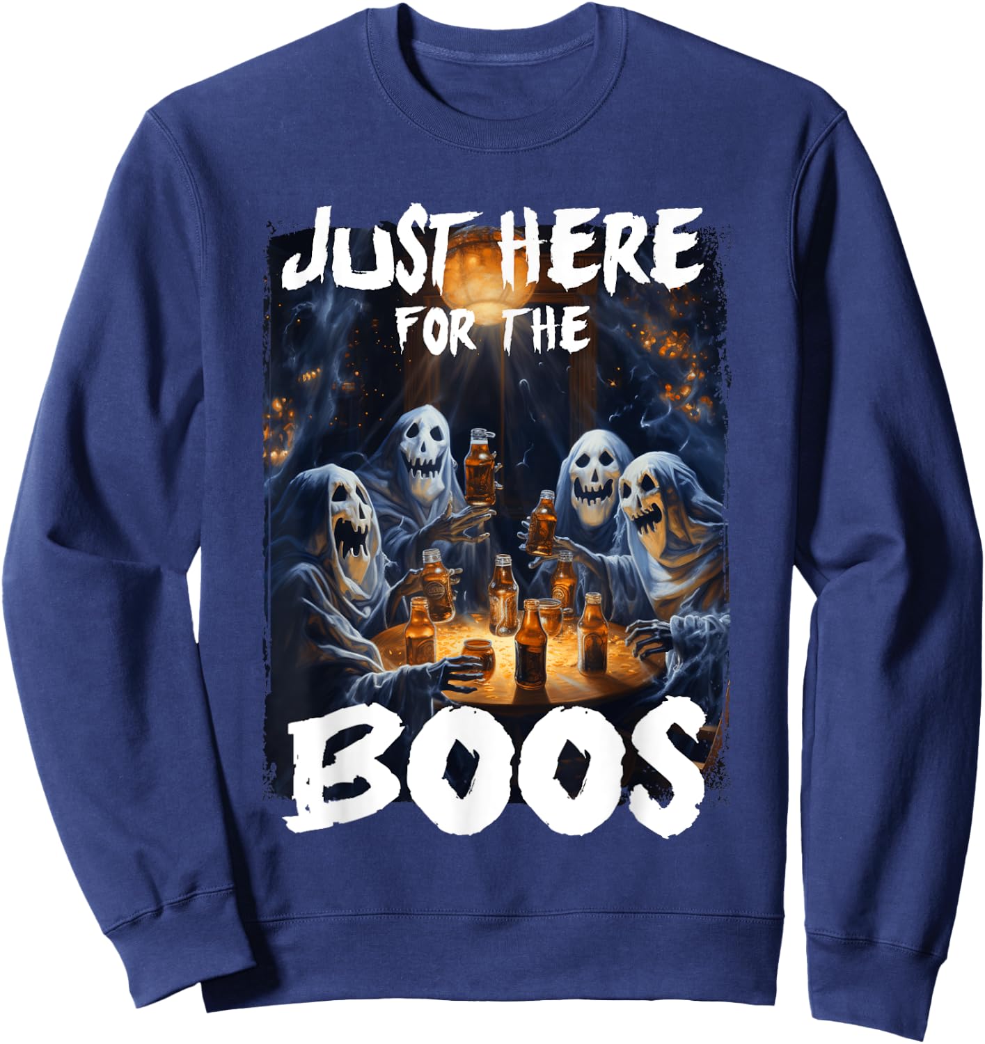 I'm Just Here For The Boos Ghost Funny Men Women Halloween Sweatshirt - Sweatshirt | Navy