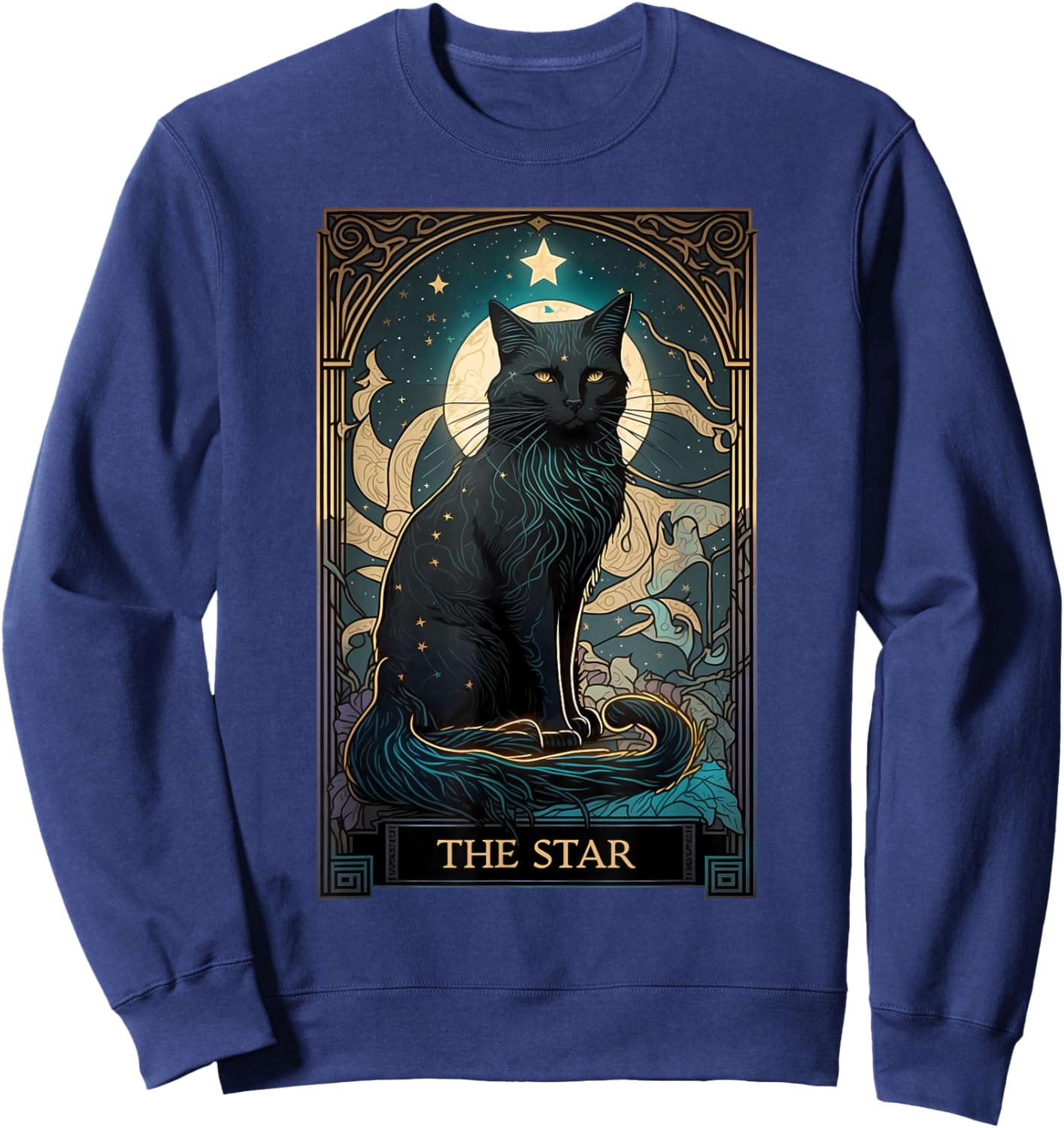 Cat Tarot Card Star Tarot Card Cat Mom of Cats Cat Lover Sweatshirt - Sweatshirt | Navy