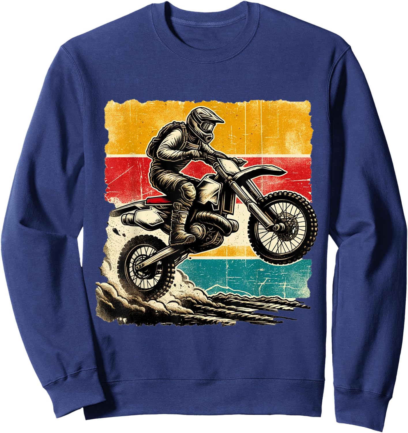 Vintage Motocross Stunt Dirt Bike Racing MX Enduro Off-Road Sweatshirt - Sweatshirt | Navy
