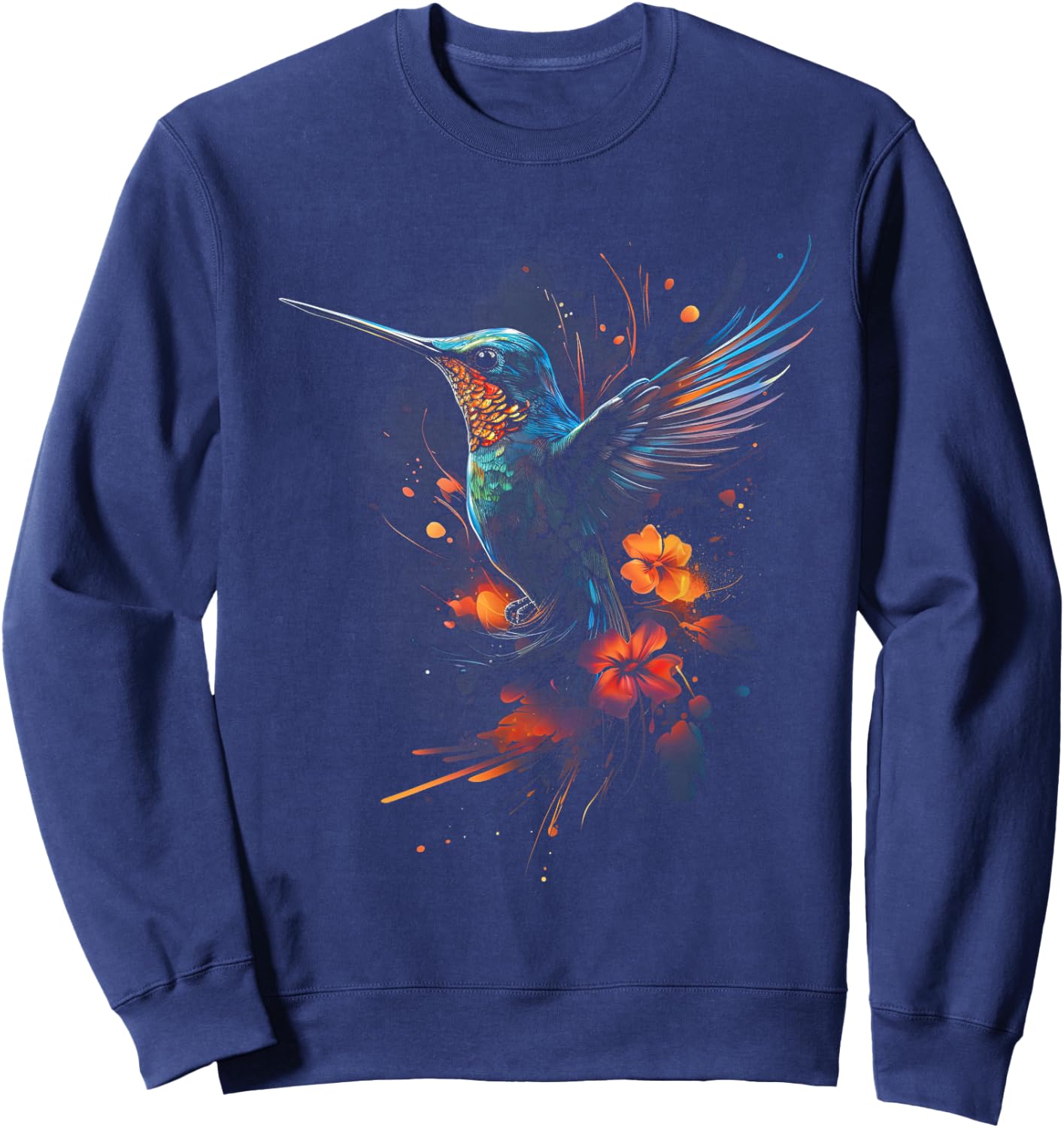 Hummingbird Flower Bird lover Animal Sweatshirt - Sweatshirt | Navy