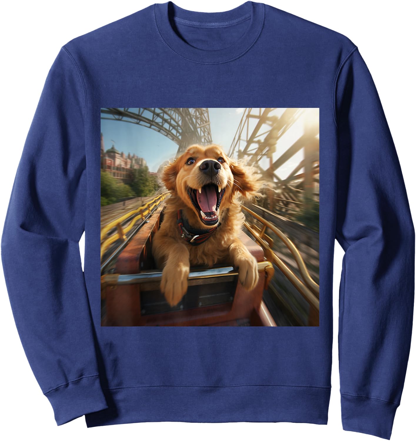 Labrador Retriever Puppy Dog Riding Roller Coaster Men Women Girls Kids Sweatshirt - Sweatshirt | Navy