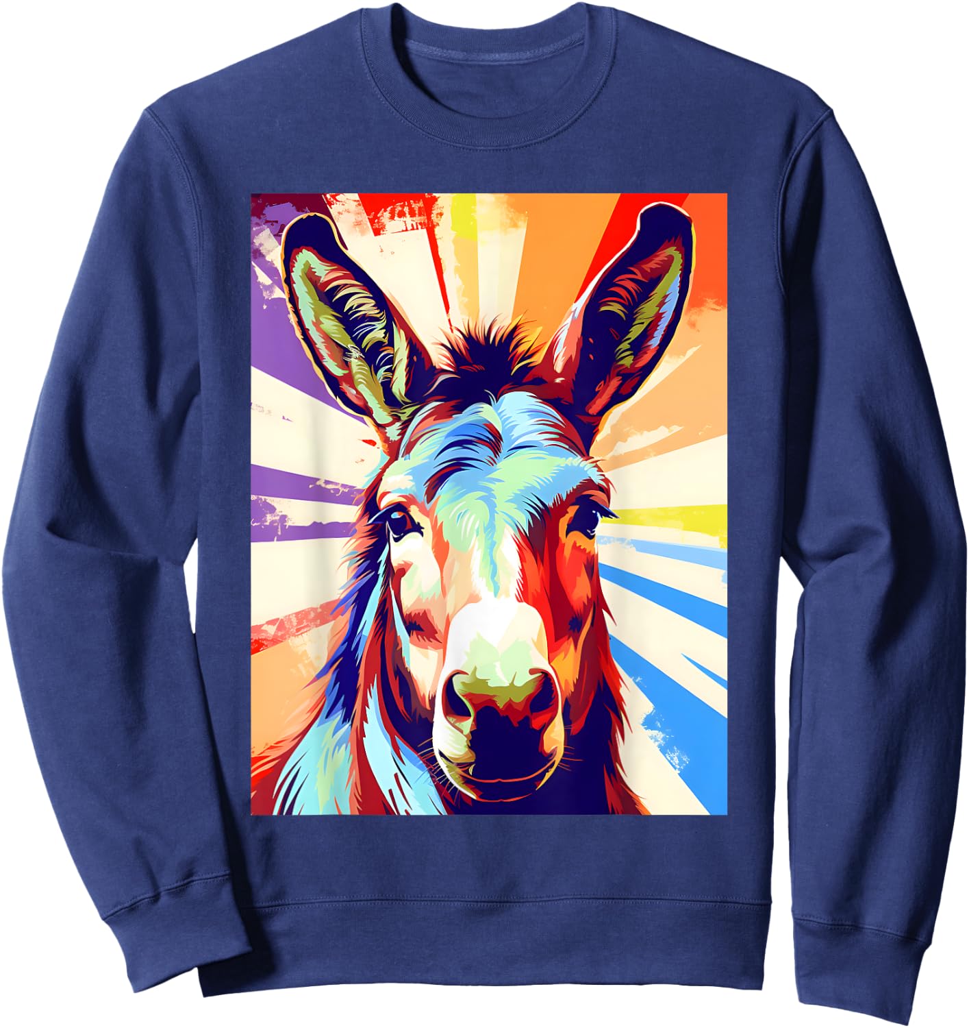 Funny Vintage Donkey Art Women Safari Mule Donkey Sweatshirt - Sweatshirt | Navy
