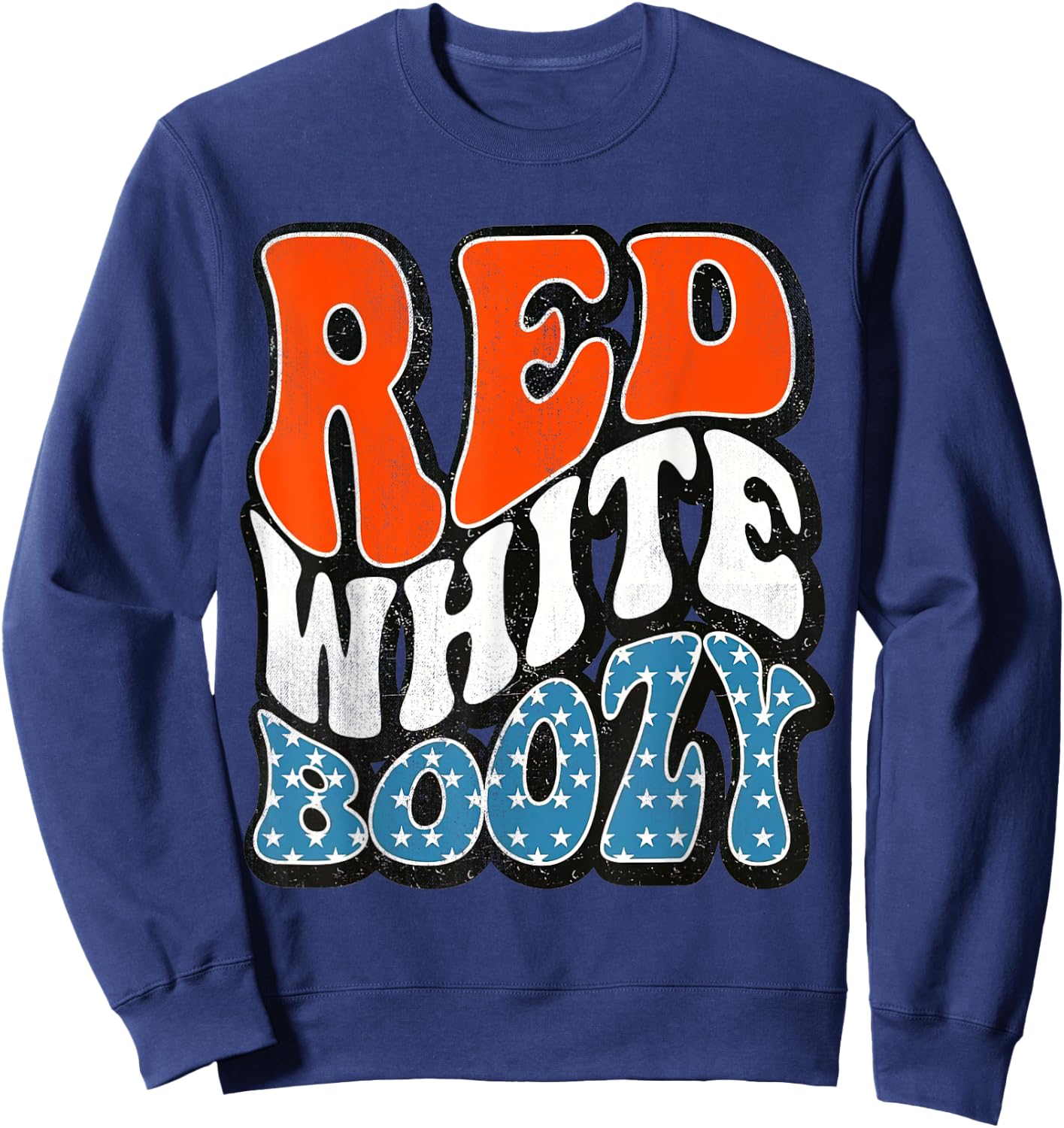 Red White & Boozy Retro, 4th Of July, Patriotic Men Sweatshirt - Sweatshirt | Navy