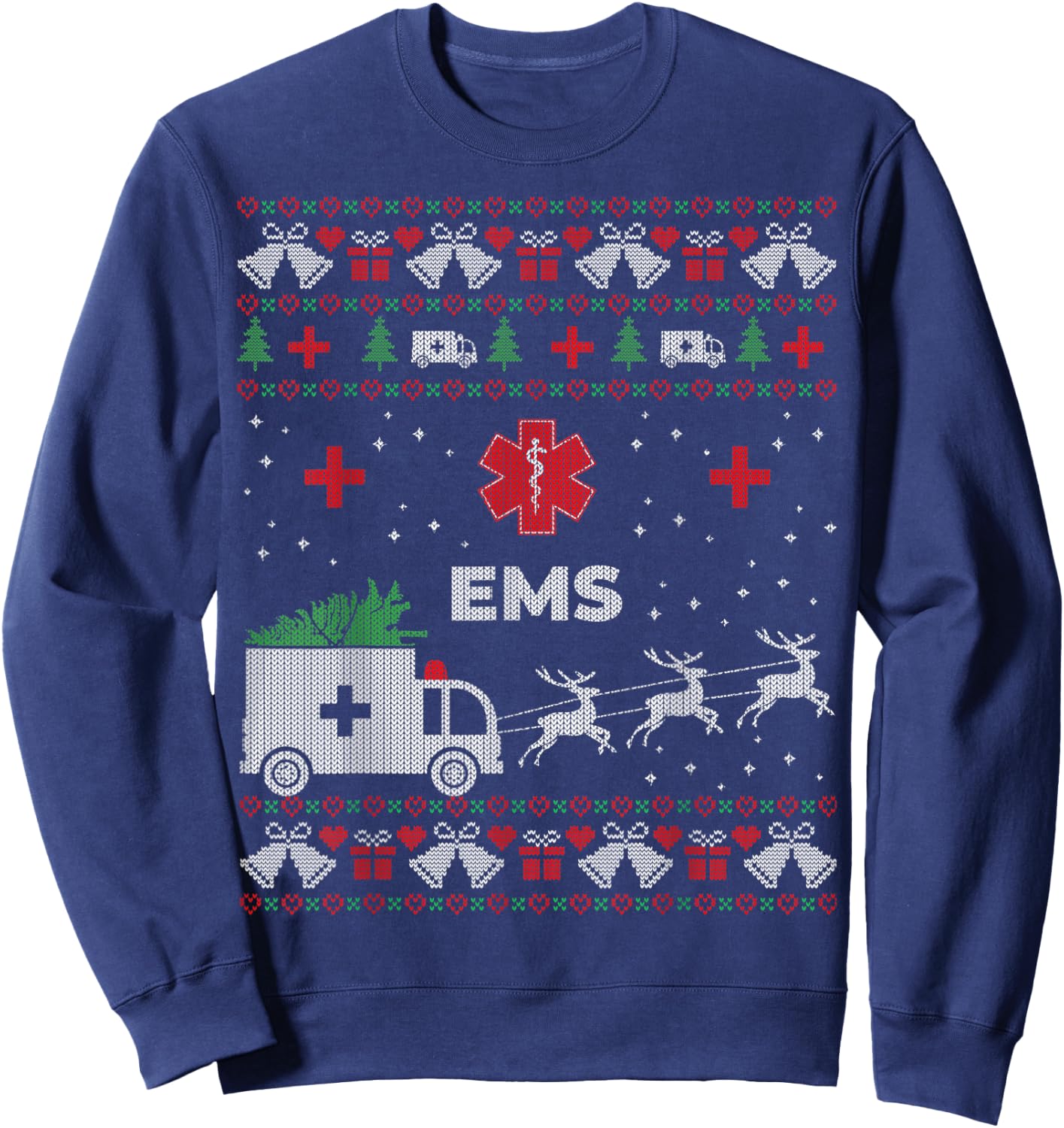 Funny EMS Paramedical Ugly Christmas Sweater Sweatshirt - Sweatshirt | Navy
