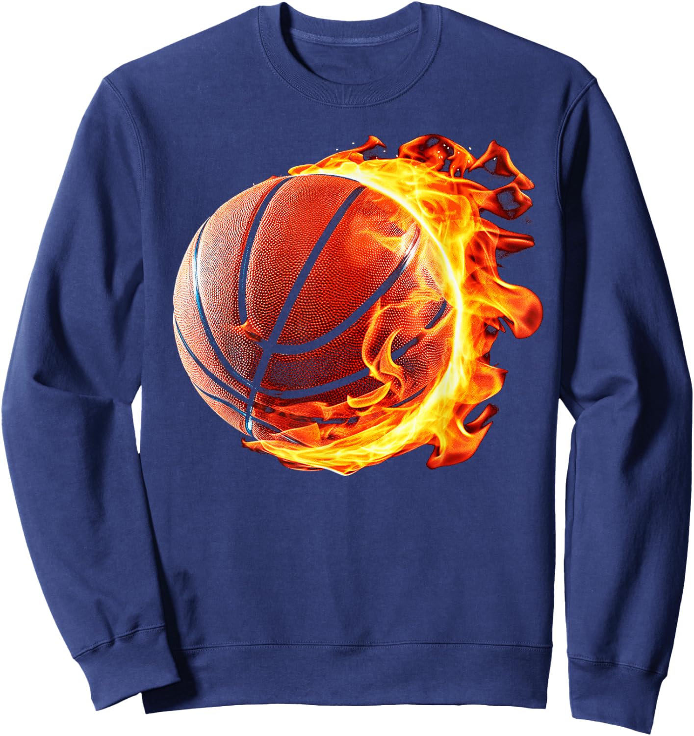 Fire Basketball Ball Flaming Basketball Player Sweatshirt - Sweatshirt | Navy