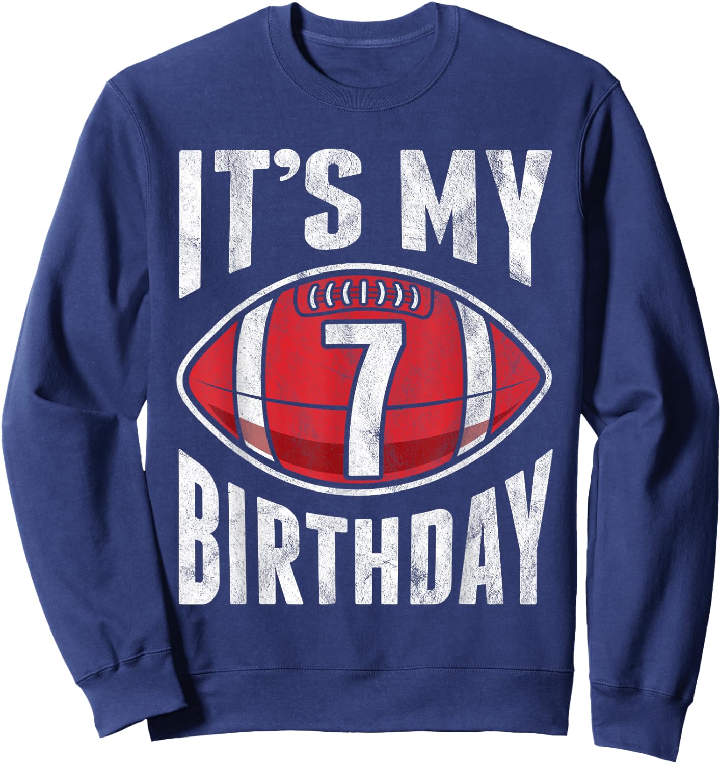 7 Years Old American Football 7th Birthday Boy Retro Style Sweatshirt - Sweatshirt | Navy