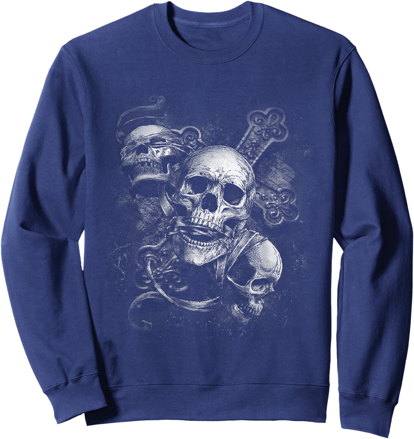 Hear No See No Speak No Evil, Dark Skeleton Sweatshirt - Sweatshirt | Navy