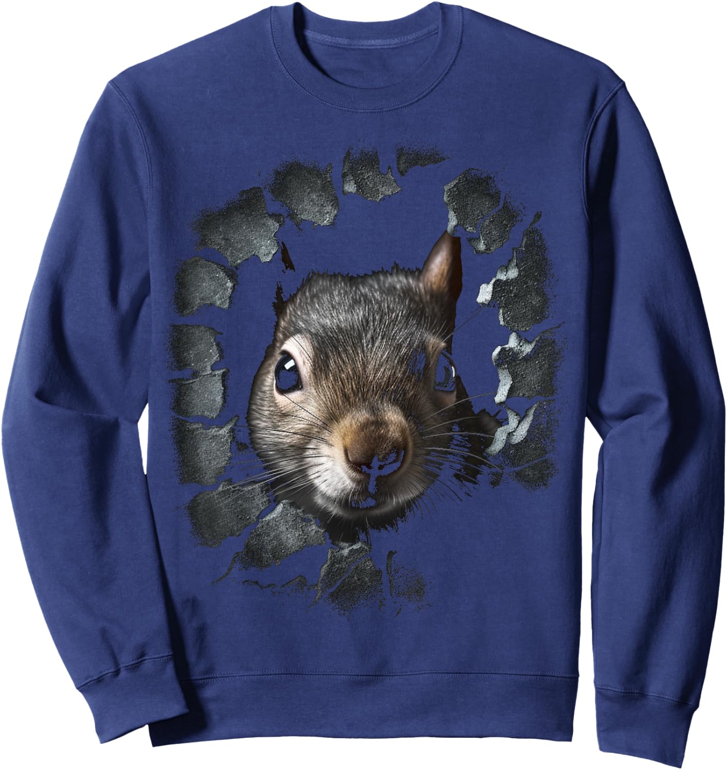Squirrel Art - Wall Animal Squirrel Sweatshirt - Sweatshirt | Navy