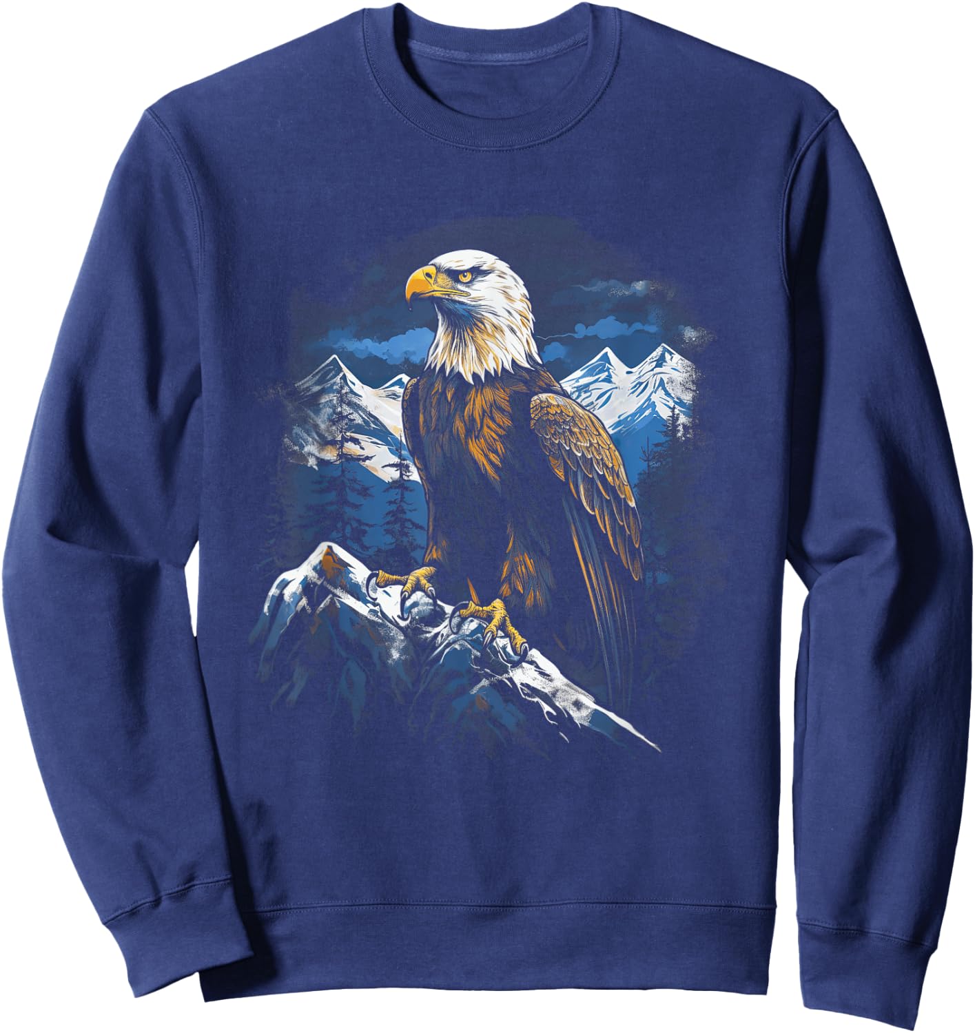 Eagle Landscapes Wilderness Mountains Bald Eagle Majestic Breathtaking Bird Nature Freedom USA Sweatshirt - Sweatshirt | Navy