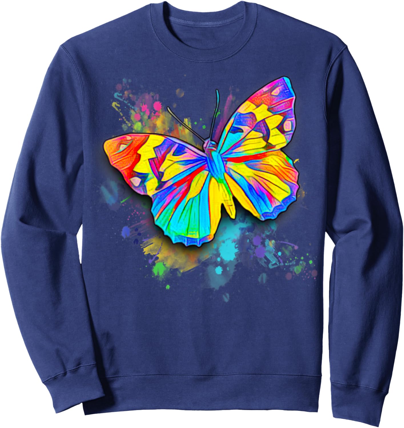 Colorful & Pretty Retro Butterfly Gear , Men & Kids Sweatshirt - Sweatshirt | Navy