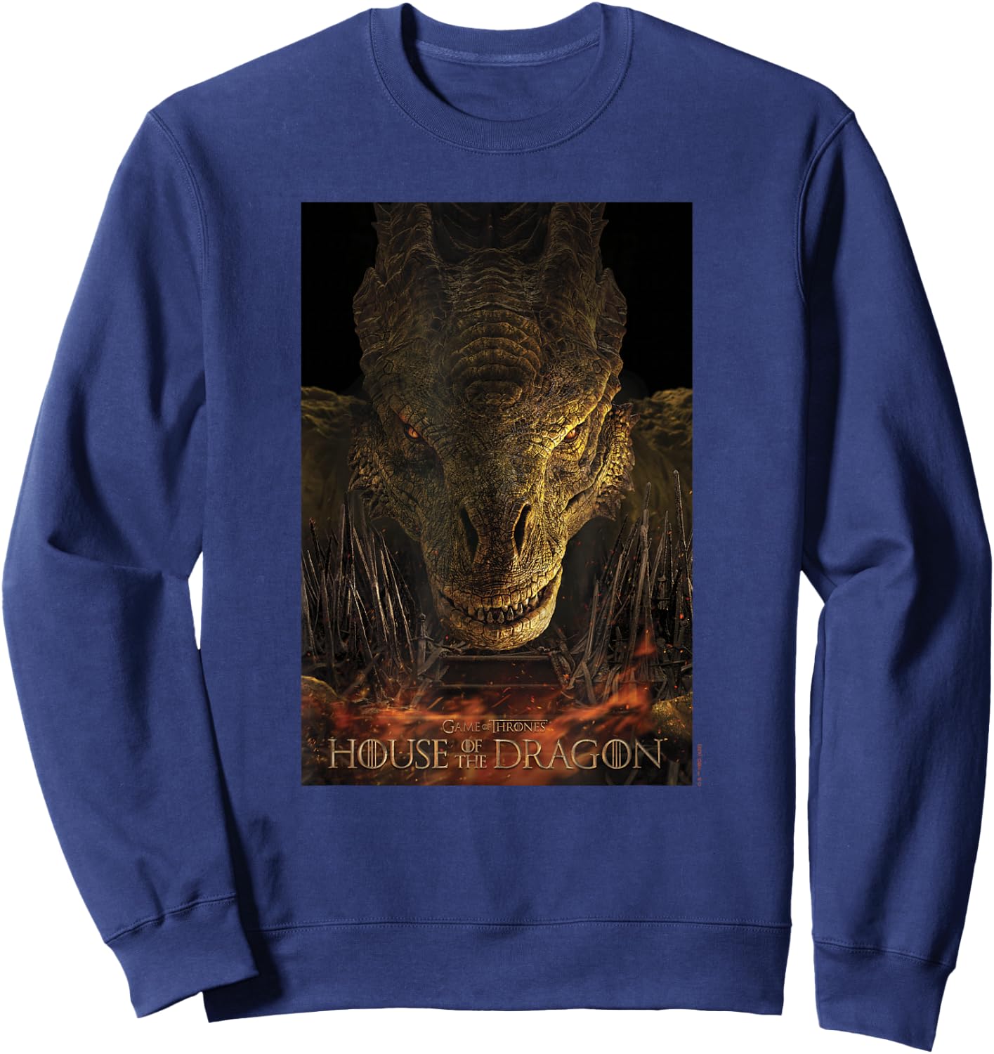 House of the Dragon Syrax Fire And Blood Poster Sweatshirt - Sweatshirt | Navy