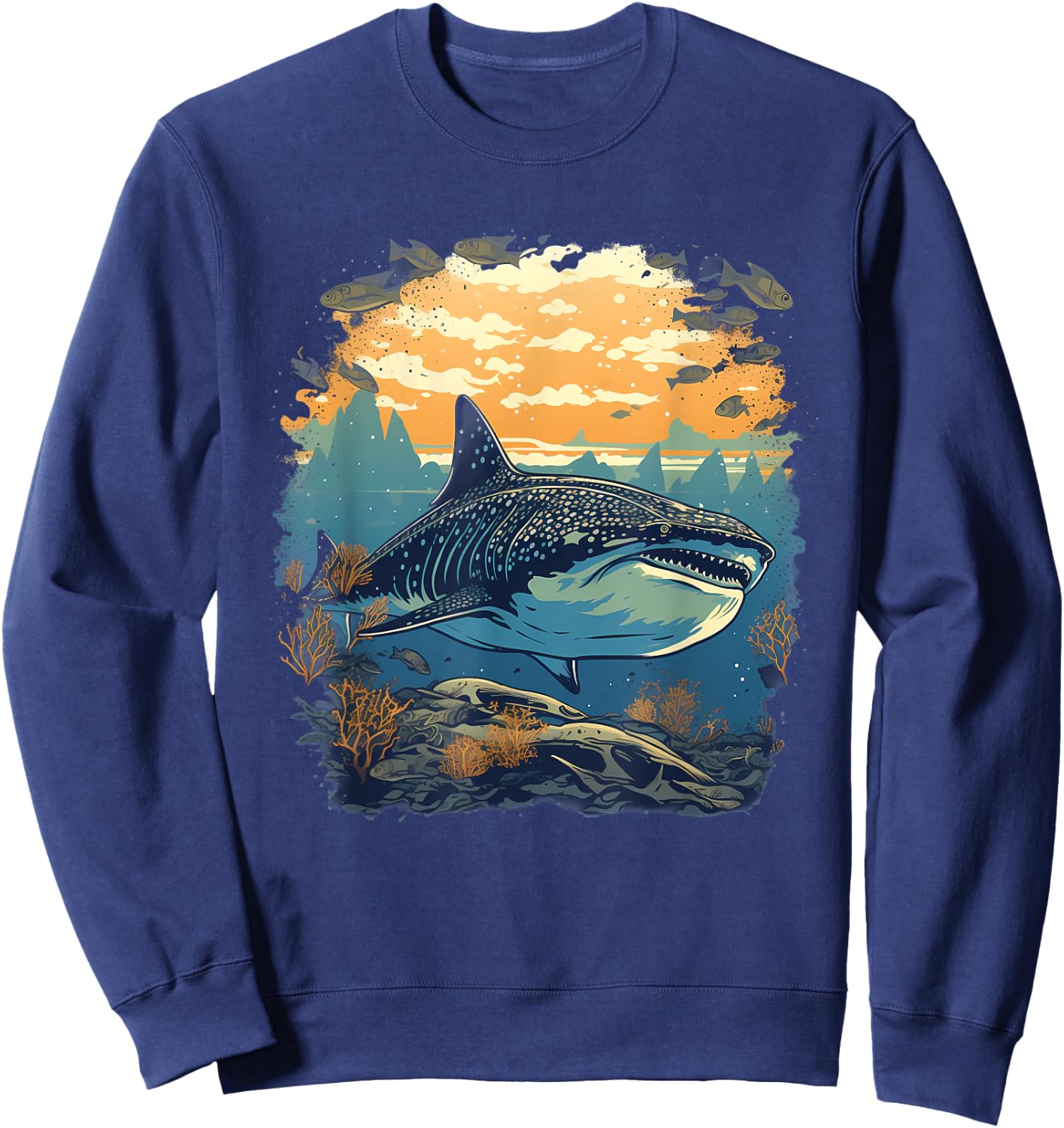 Retro Style Whale Shark Sweatshirt - Sweatshirt | Navy