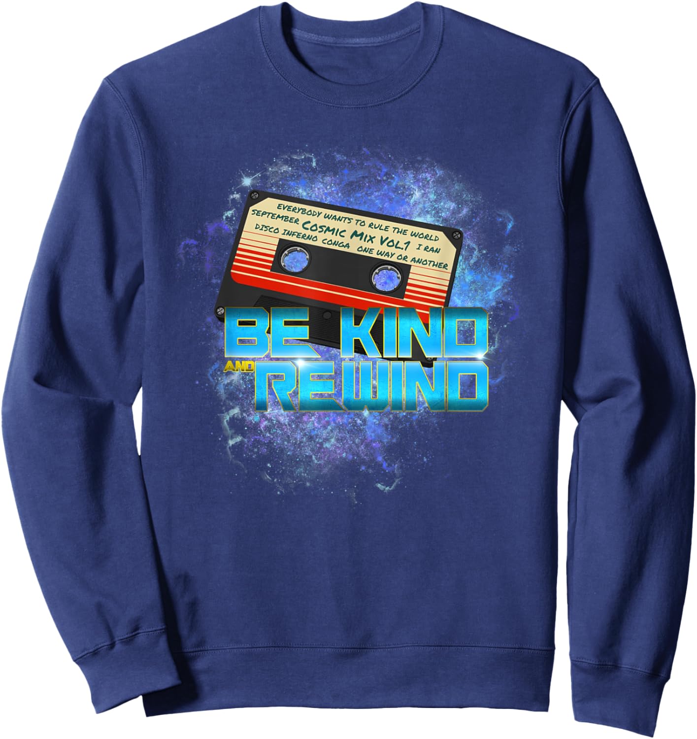 Cosmic Cassette Be Kind Rewind 80s - Out-of-this-World Sweatshirt - Sweatshirt | Navy