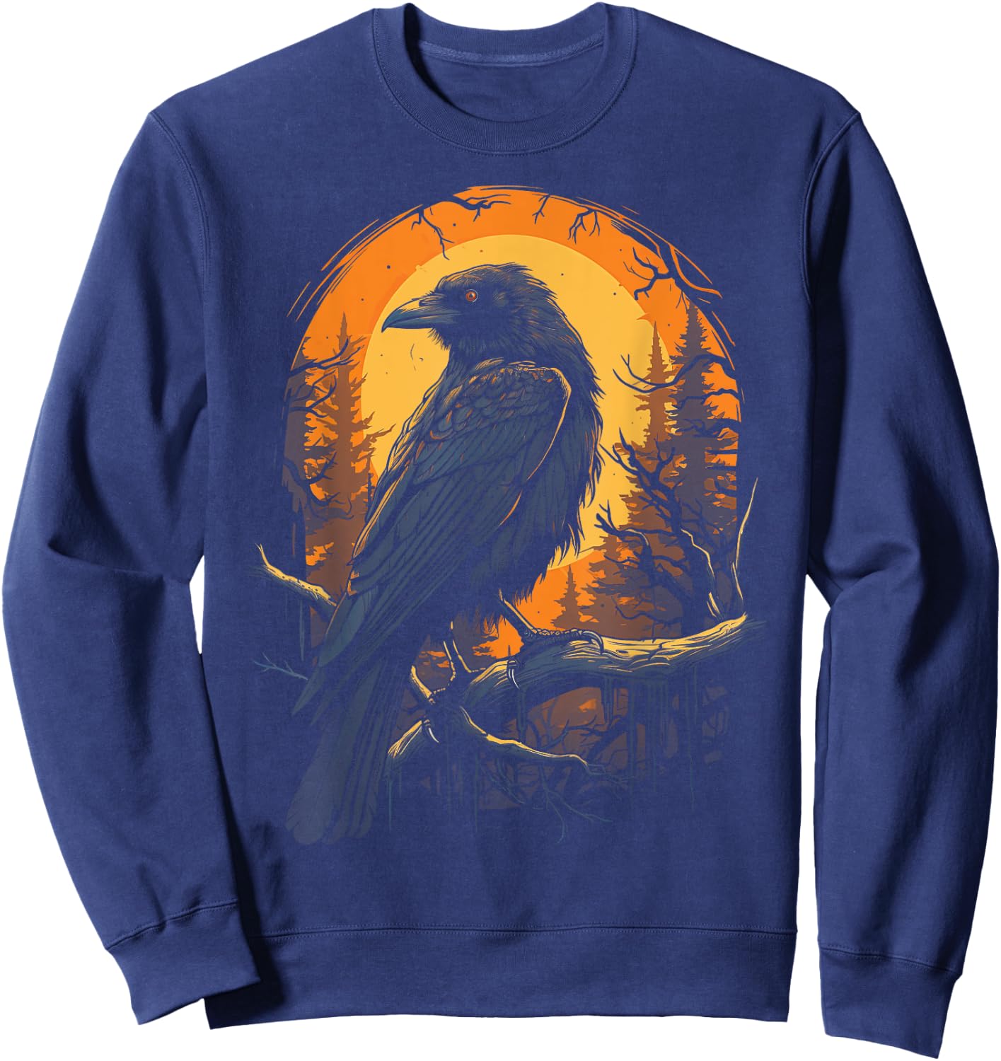 Raven Black gothic Occult Viking Witchcraft Sweatshirt - Sweatshirt | Navy