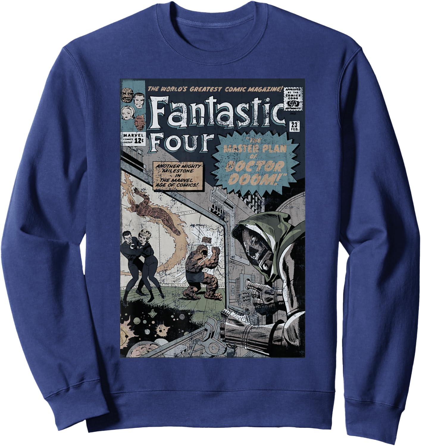 Marvel Fantastic Four The Master Plan of Doctor Doom Retro Sweatshirt - Sweatshirt | Navy