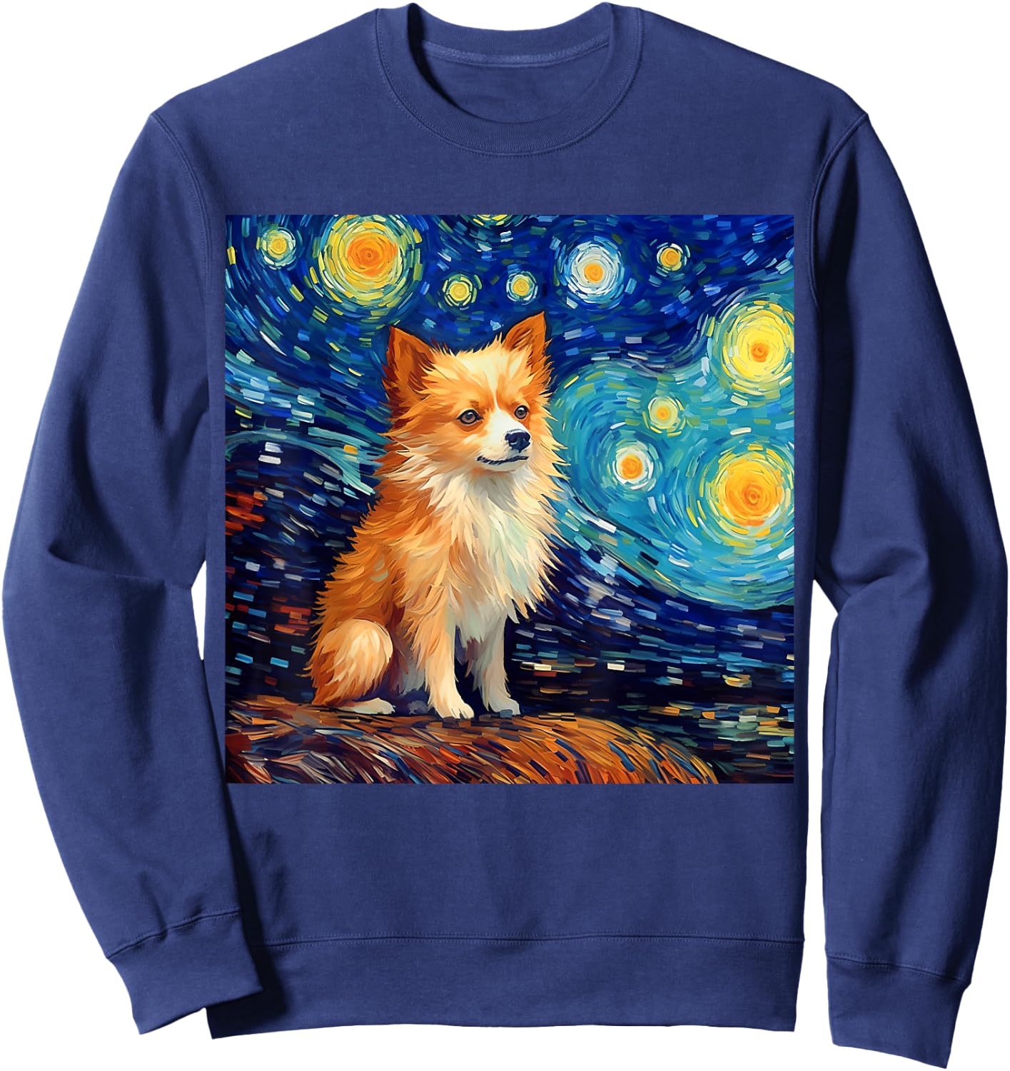 Surreal Starry Night Pomchi Dog Sweatshirt - Sweatshirt | Navy