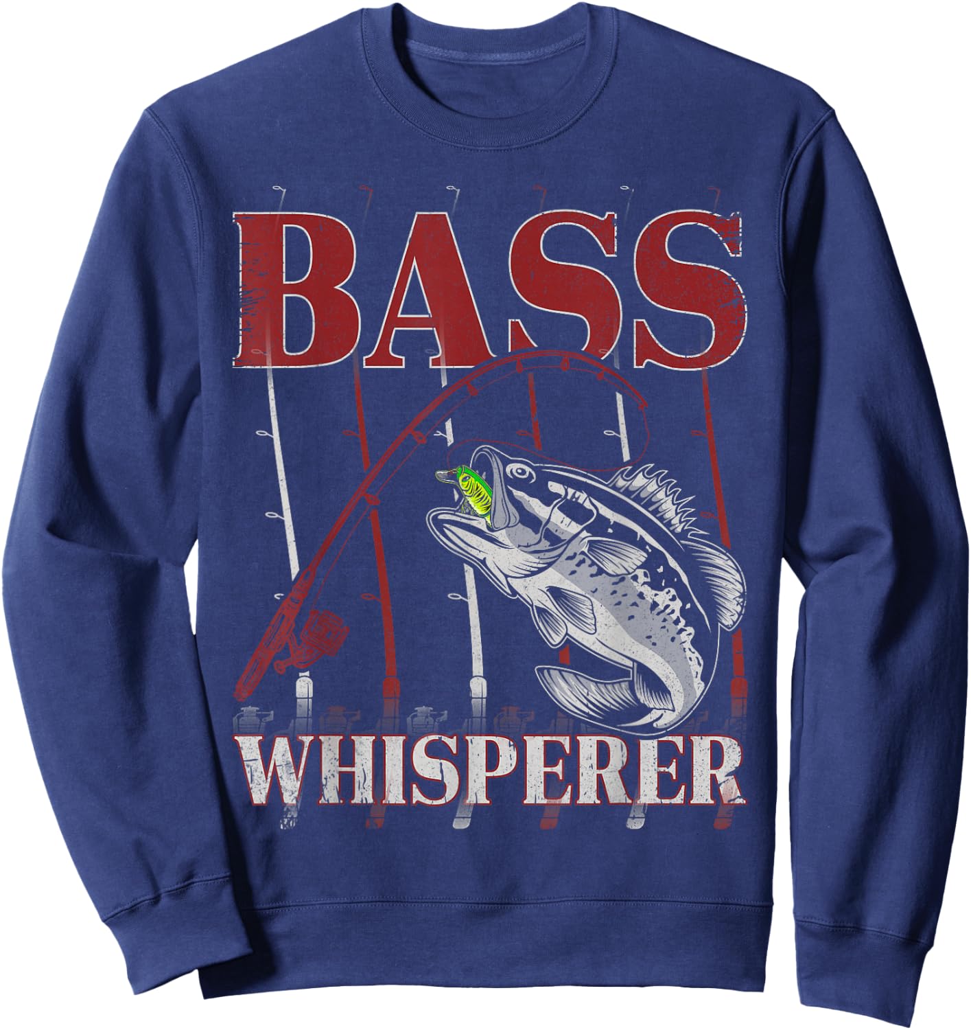 Patriotic Anglers American Bass Pro Whisperer Fisherman Sweatshirt - Sweatshirt | Navy