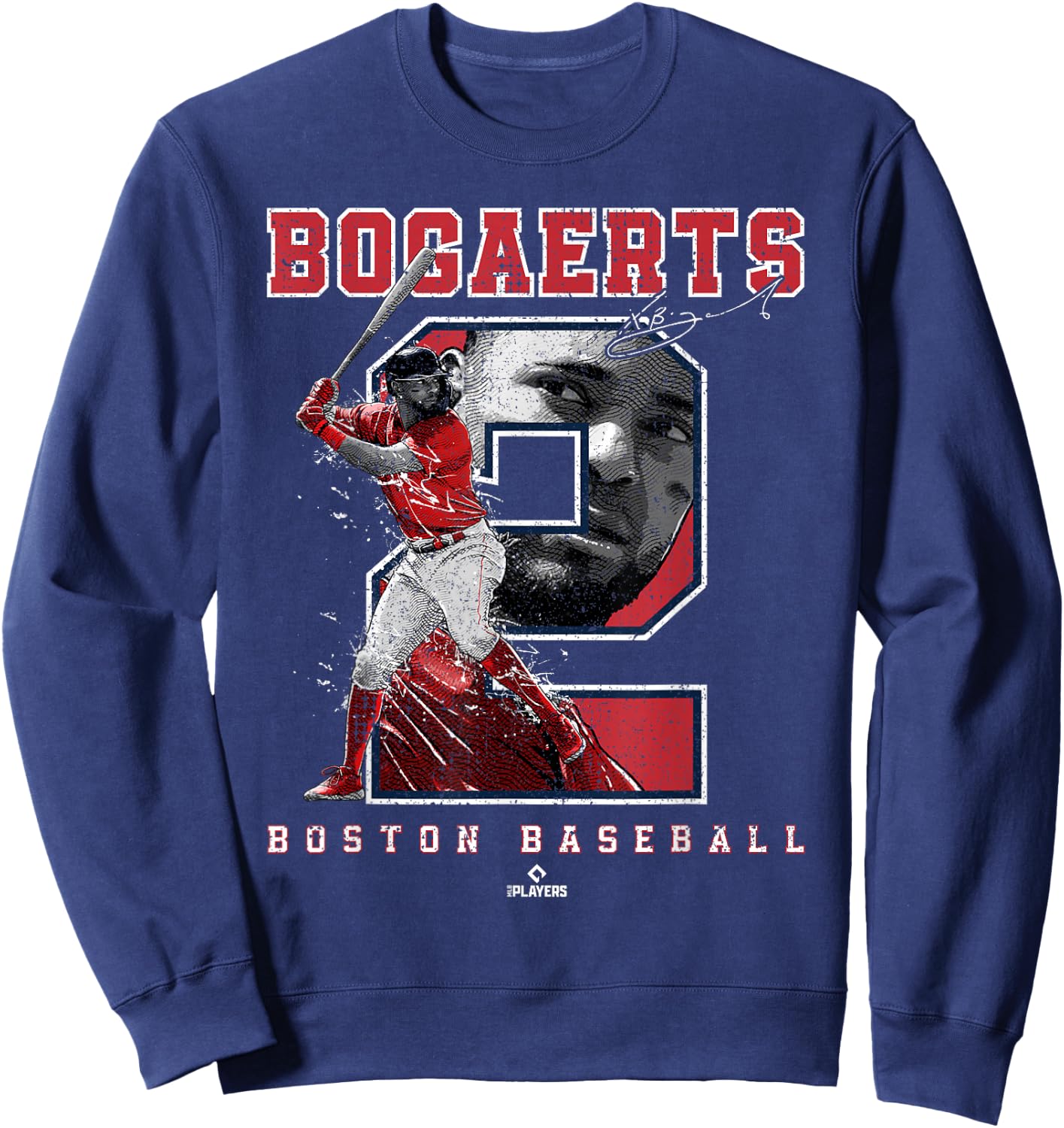 Number and Portrait Xander Bogaerts Boston MLBPA Sweatshirt - Sweatshirt | Navy