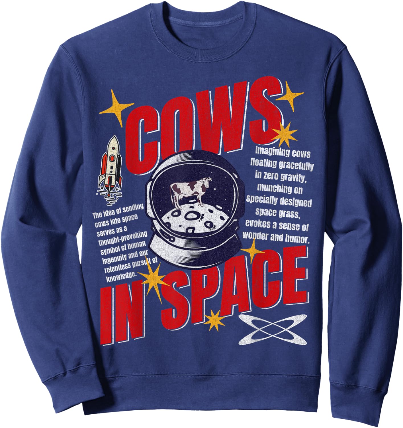 Cows In Space Exploration Funny Cow Lover Astronomy Sweatshirt - Sweatshirt | Navy
