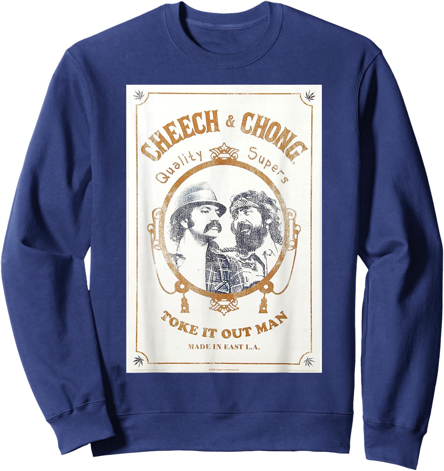 Cheech & Chong Toke It Out Man Quality Supers Distressed Sweatshirt - Sweatshirt | Navy