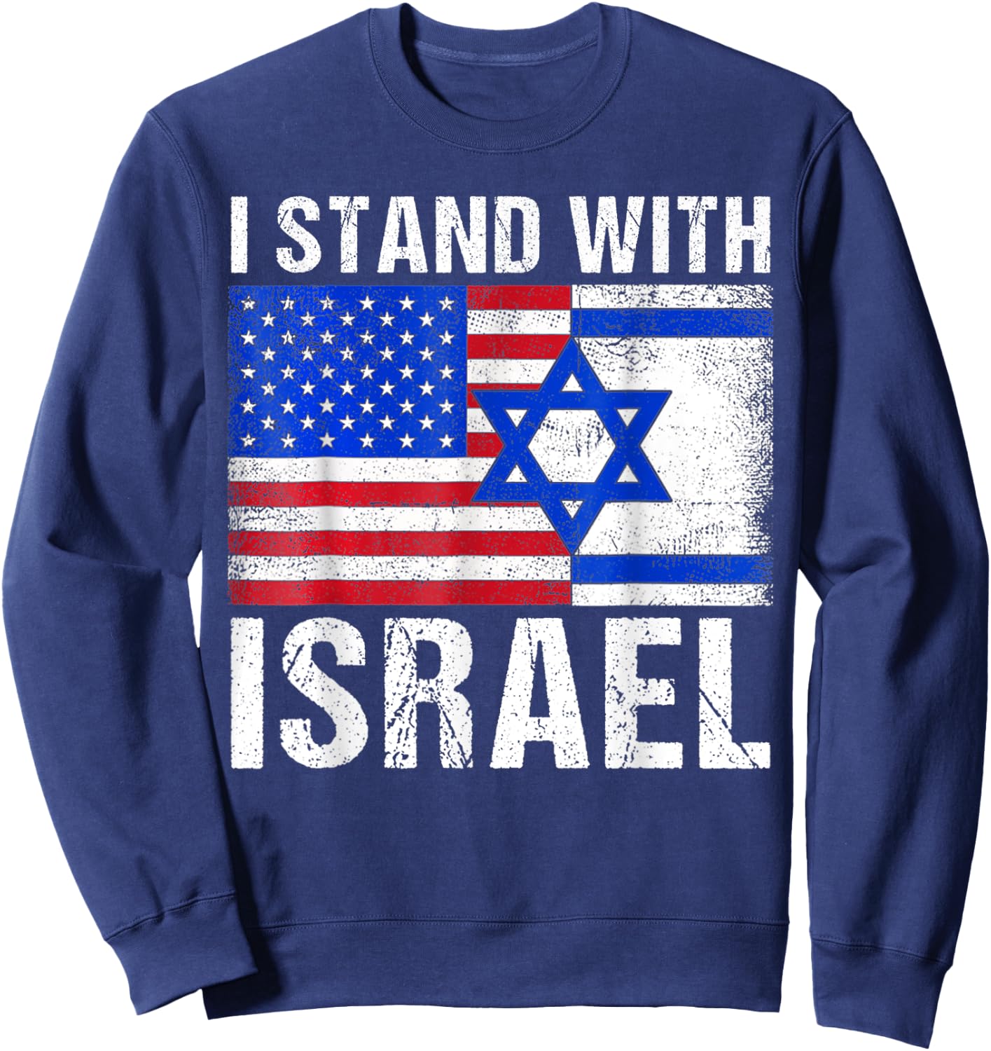 Support Israel I Stand With Israel Israeli Flag Sweatshirt - Sweatshirt | Navy