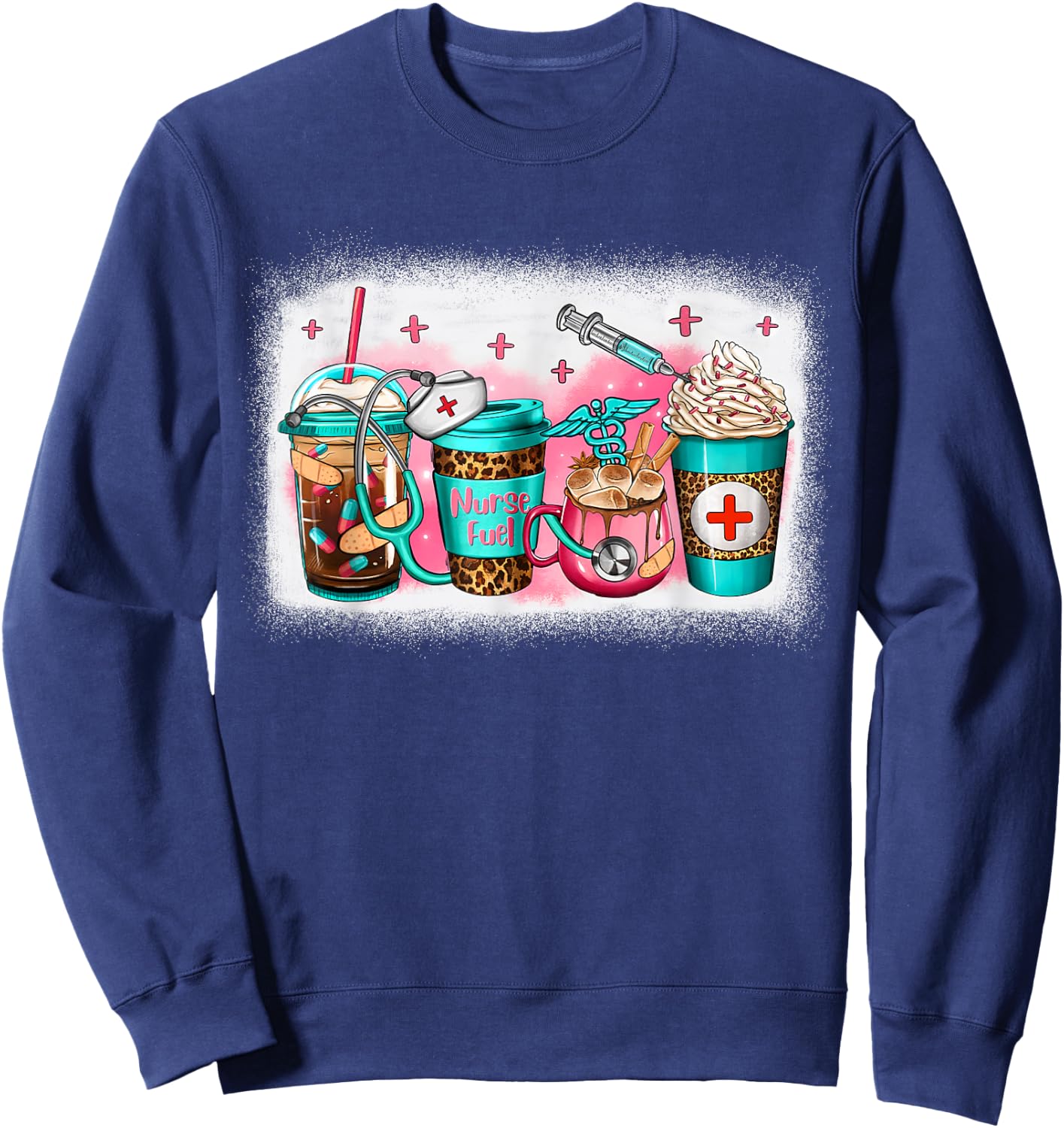 Women Nurse Fuel Coffee Cups, Funny Nurse Life RN Nursing Sweatshirt - Sweatshirt | Navy