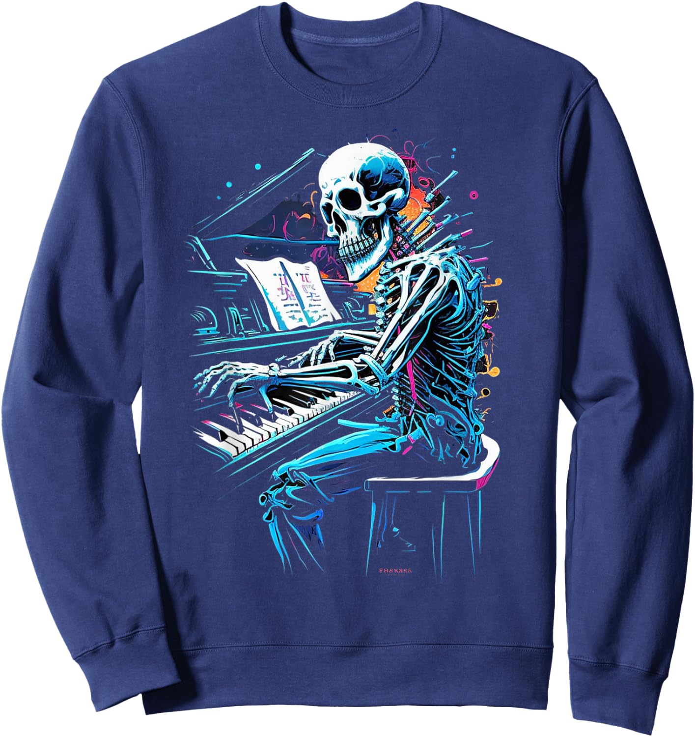 Skeleton Playing Piano Halloween Costume Pianist Musician Sweatshirt - Sweatshirt | Navy