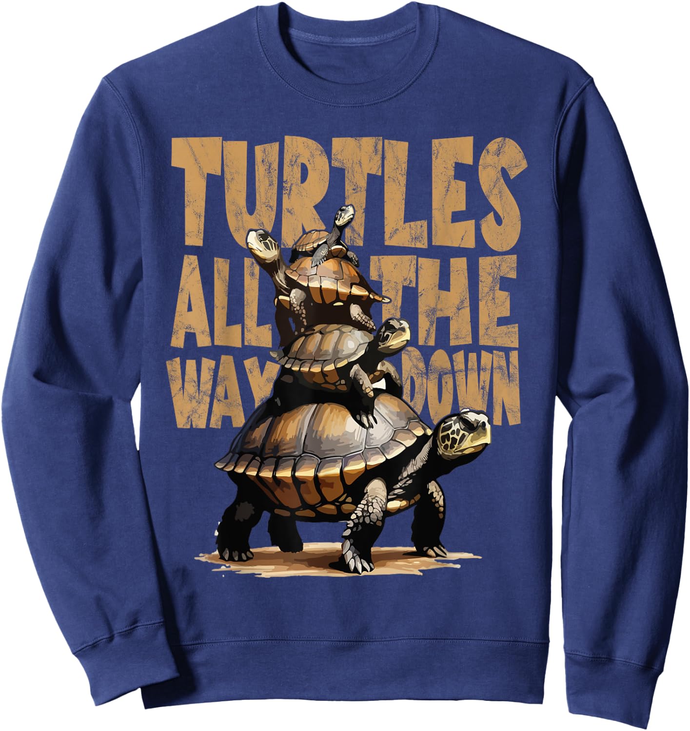 Retro Style Turtles all the way Down Sweatshirt - Sweatshirt | Navy