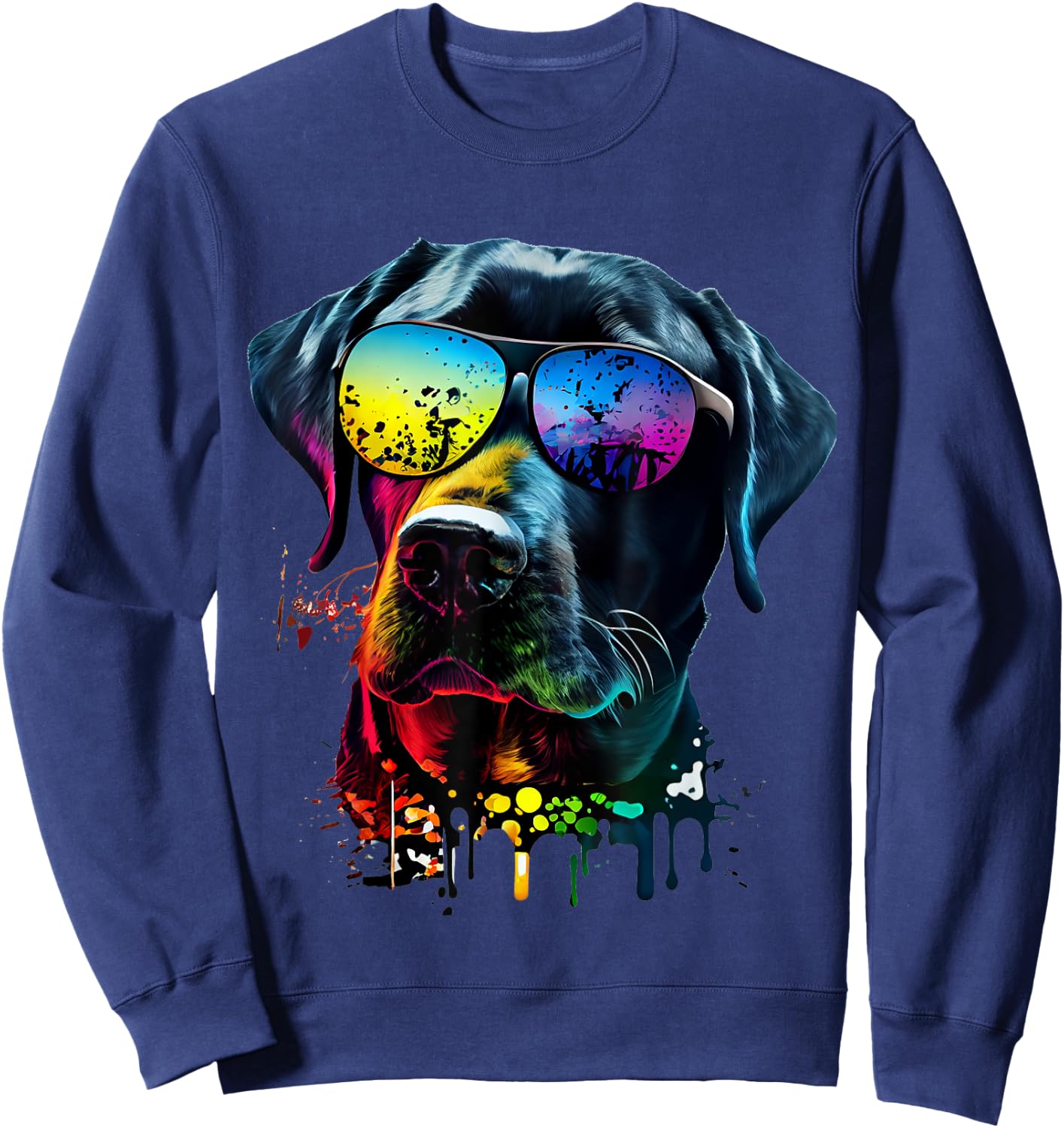 Labrador retriever walking dog fans sunglasses dogs Sweatshirt - Sweatshirt | Navy