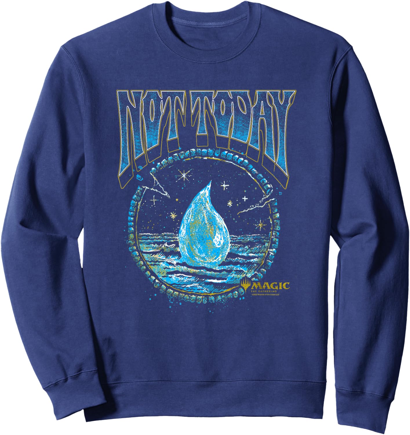 Magic: The Gathering Not Today Blue Mana Artistic Portrait Sweatshirt - Sweatshirt | Navy