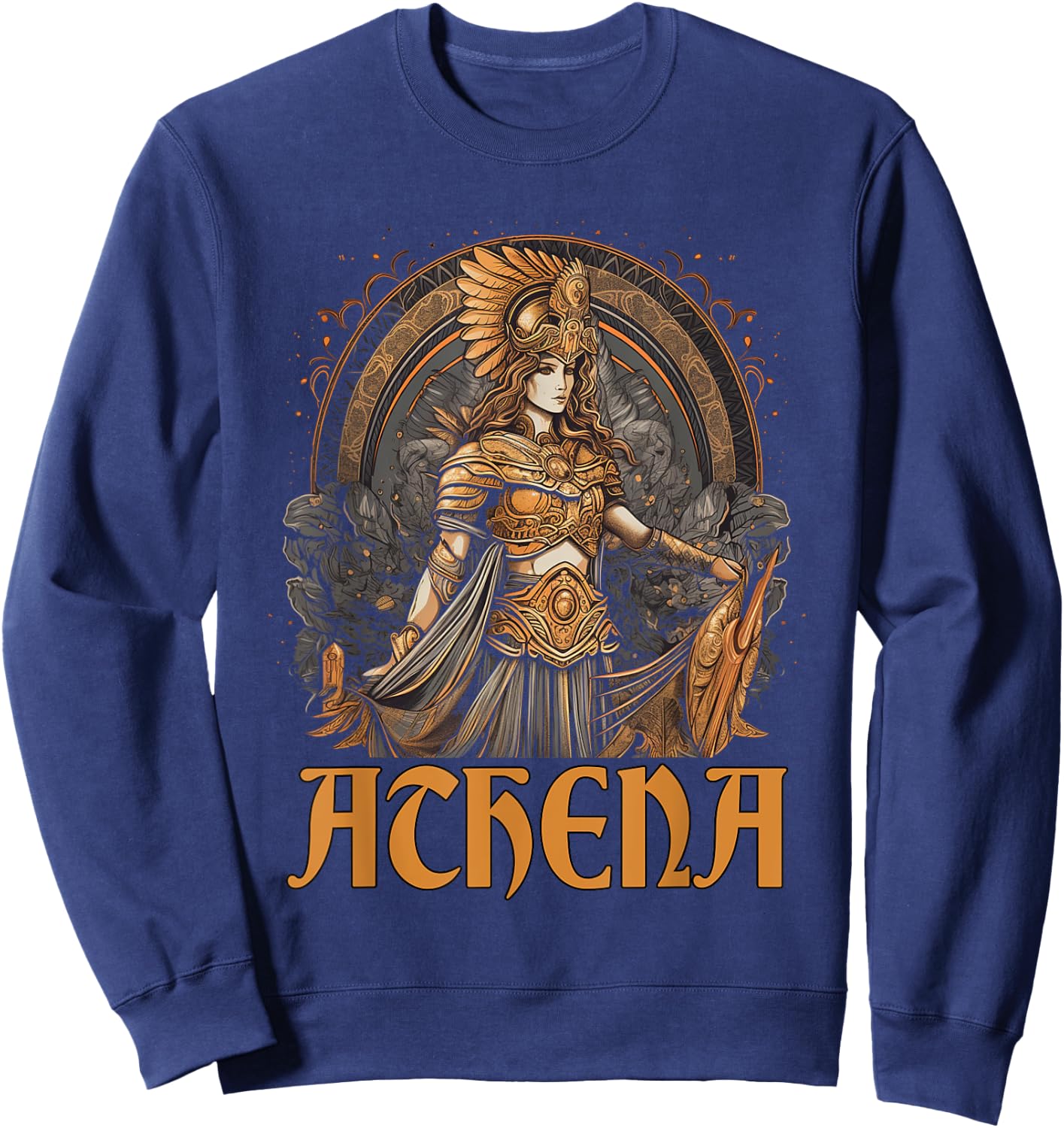 Greek Gods Greek Mythology Ancient Legends Apparel Athena, Goddess of Wisdom and War Classical Sweatshirt - Sweatshirt | Navy