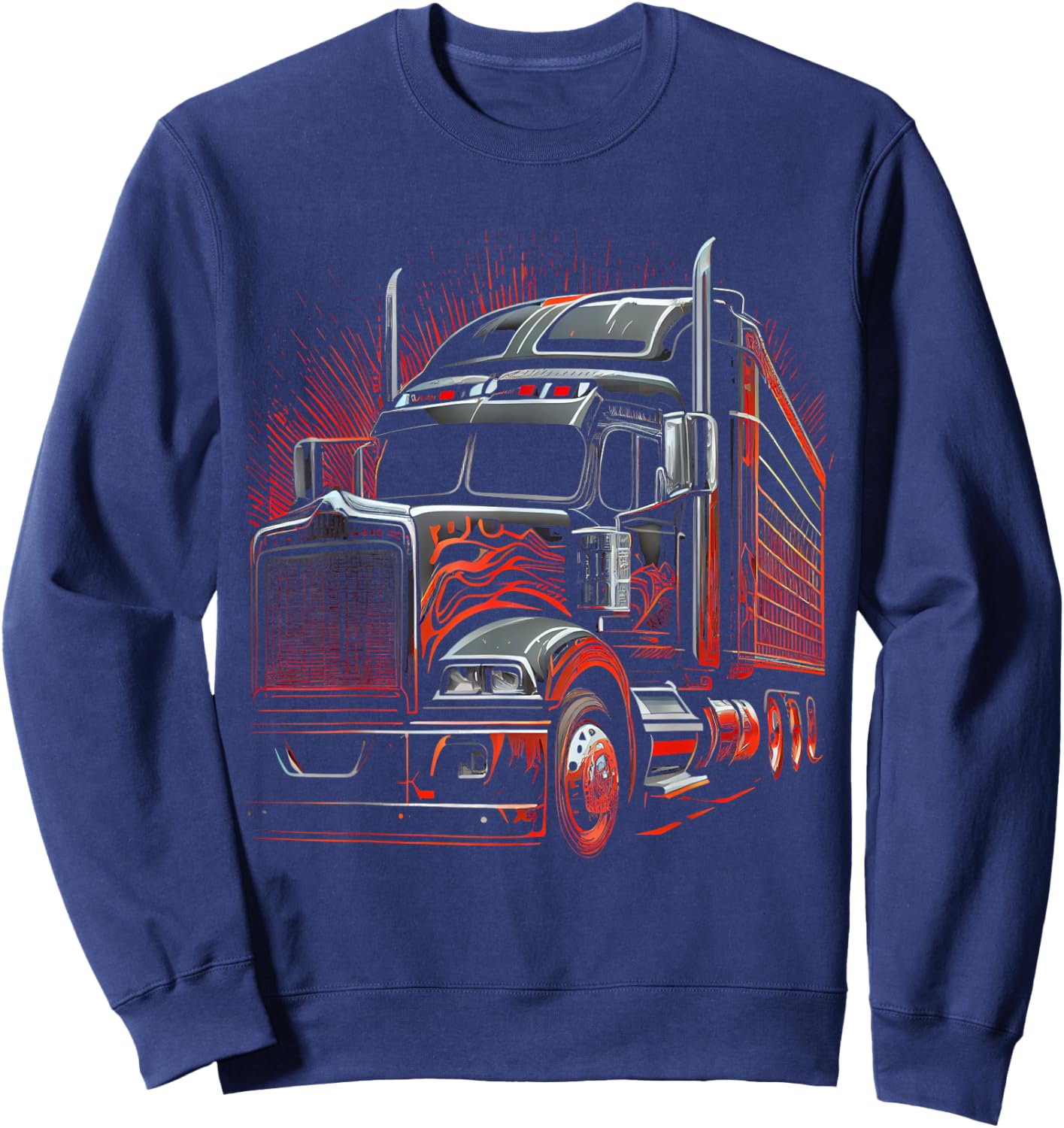 US American Flag Trucker Truck Driver Gift Women Men Sweatshirt - Sweatshirt | Navy