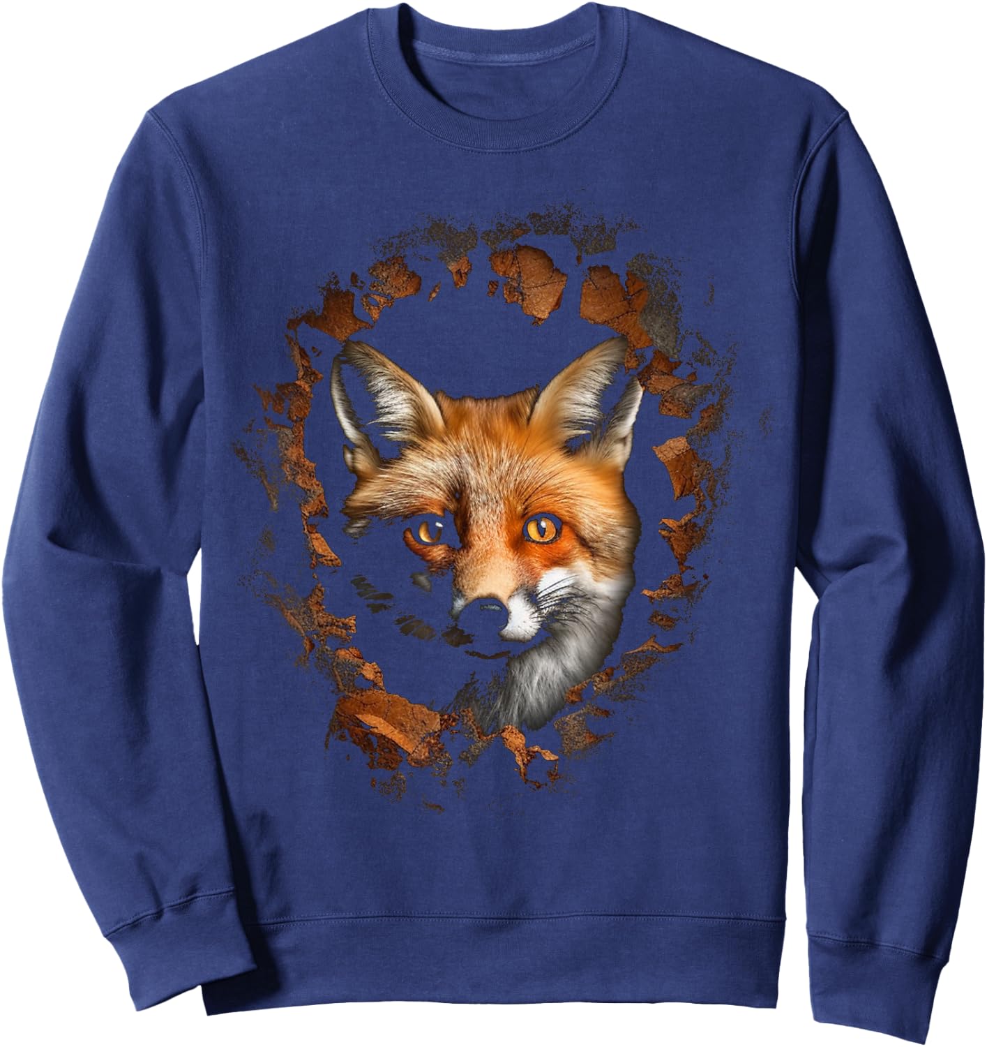 Fox Wall Artwork | Animal Motif Fox Sweatshirt - Sweatshirt | Navy