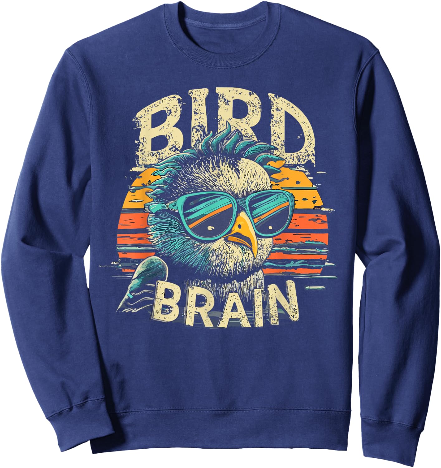 I heart Birds Funny Bird Brain Vintage Retro Sunset Cute Sweatshirt - Sweatshirt | Navy