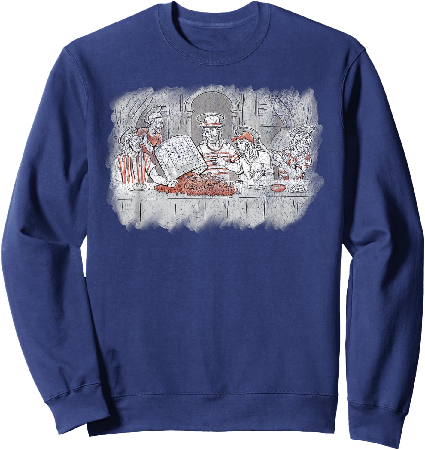 Last Supper Crab Boil Crawfish Funny Jesus Christian God Sweatshirt - Sweatshirt | Navy