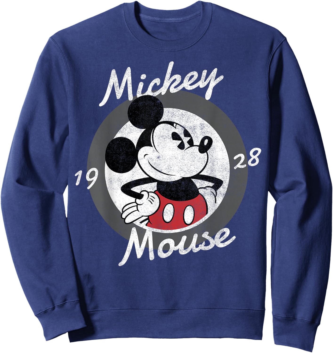 Disney Mickey Mouse Cursive Text Circle Logo Sweatshirt - Sweatshirt | Navy