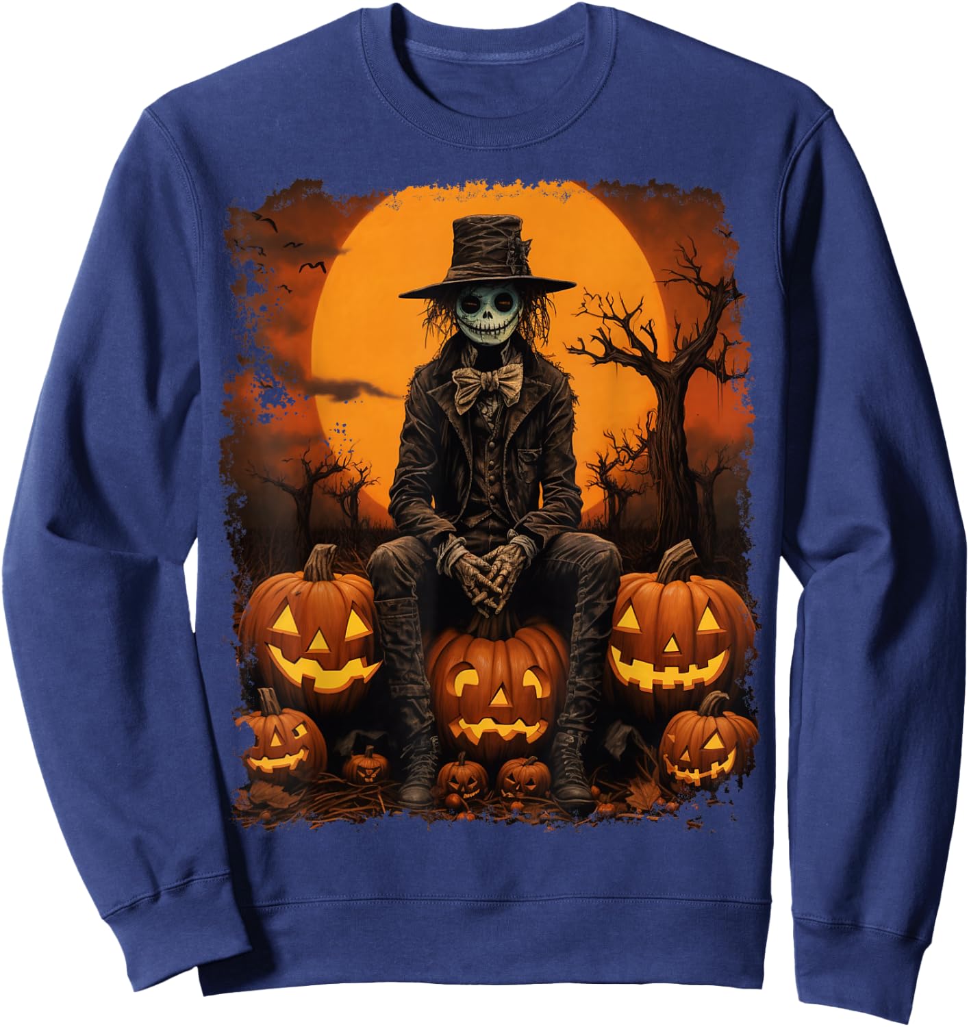 Pumpkin Strawman Scarecrow Sweatshirt - Sweatshirt | Navy