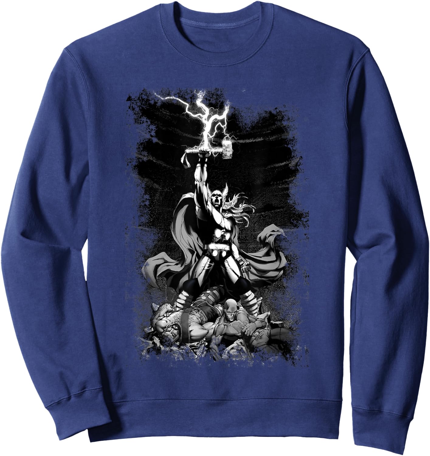 Marvel Comics Retro Classic Thor God Thunder Victory Poster Sweatshirt - Sweatshirt | Navy