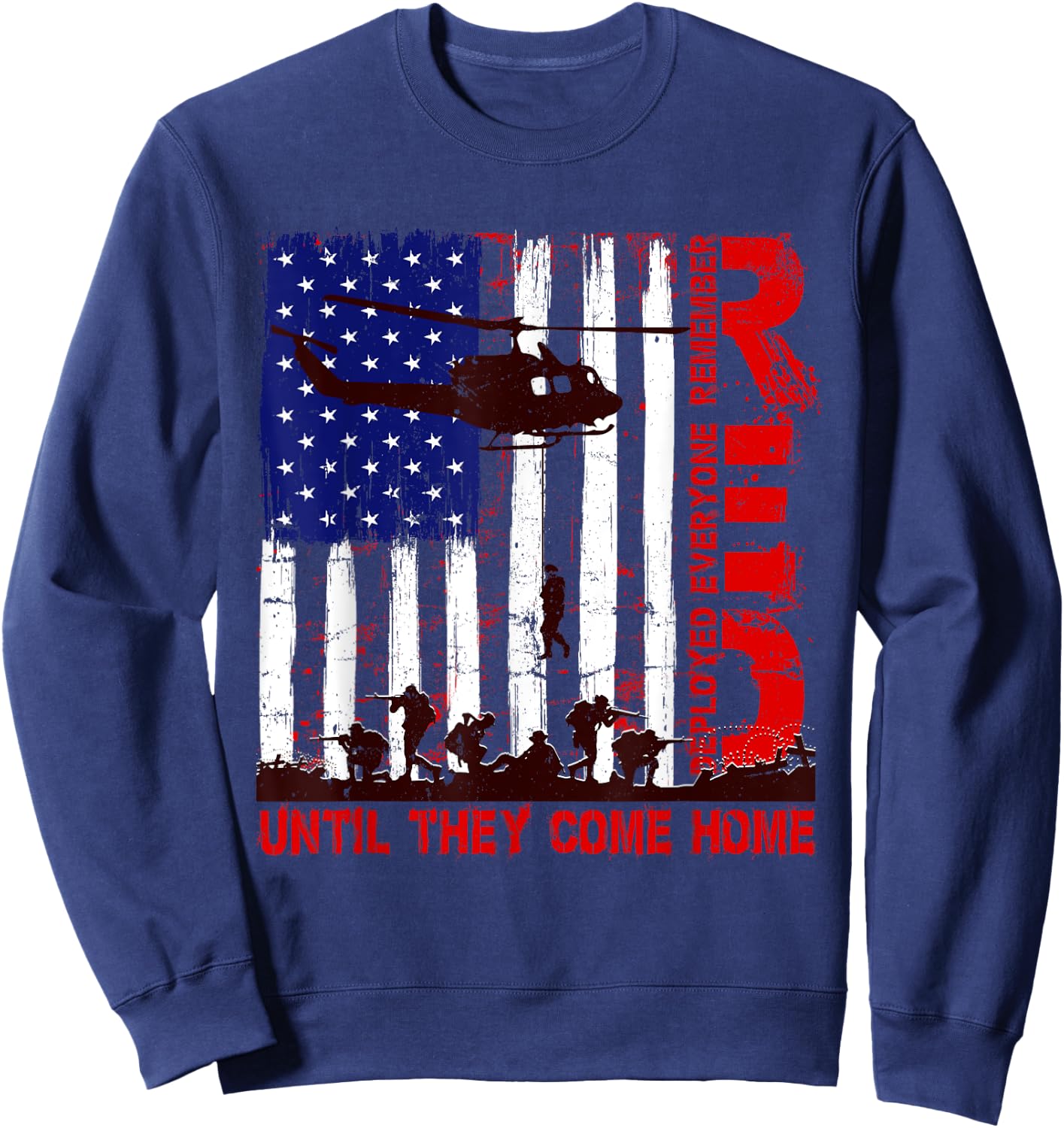 RED Friday Remember Everyone Deployed US Flag Army Vintage Sweatshirt - Sweatshirt | Navy