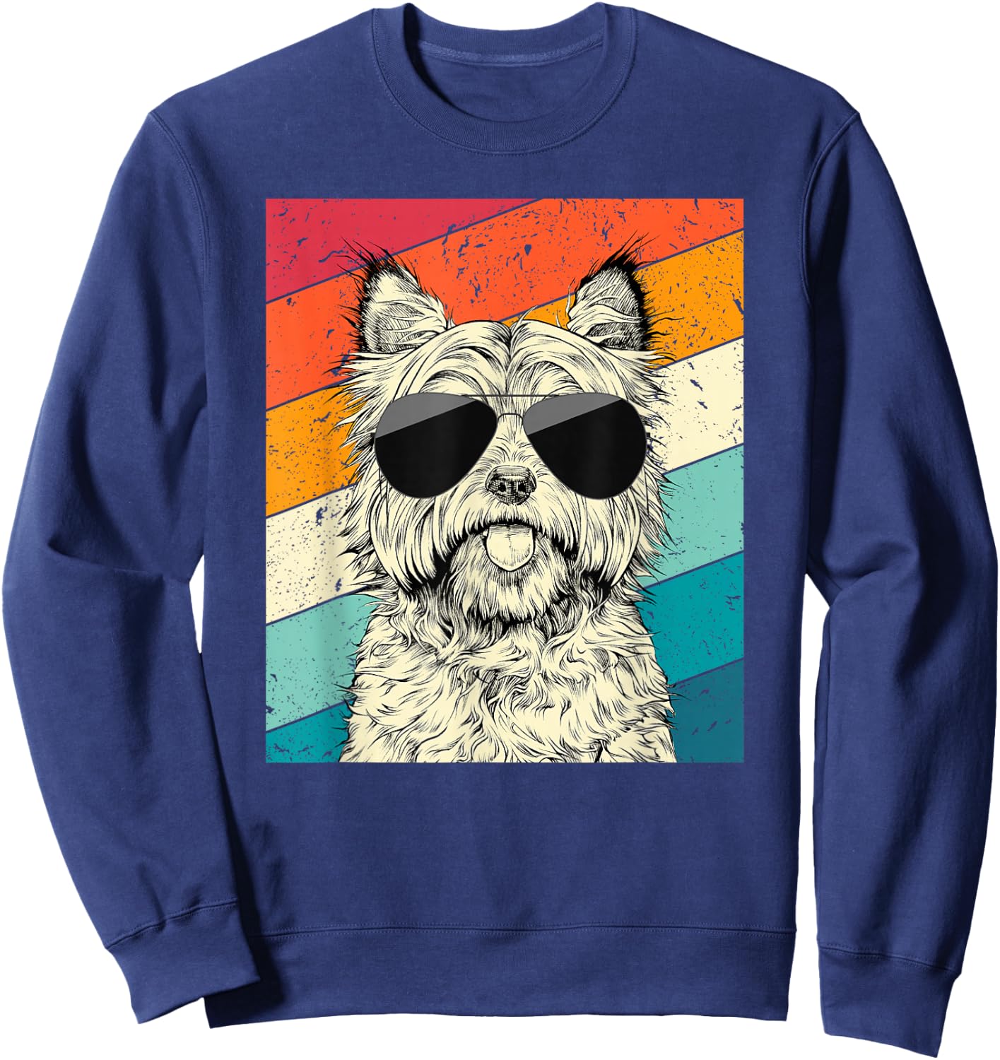 Retro Vintage Cairn Terrier with Sunglasses Dog Lovers Sweatshirt - Sweatshirt | Navy