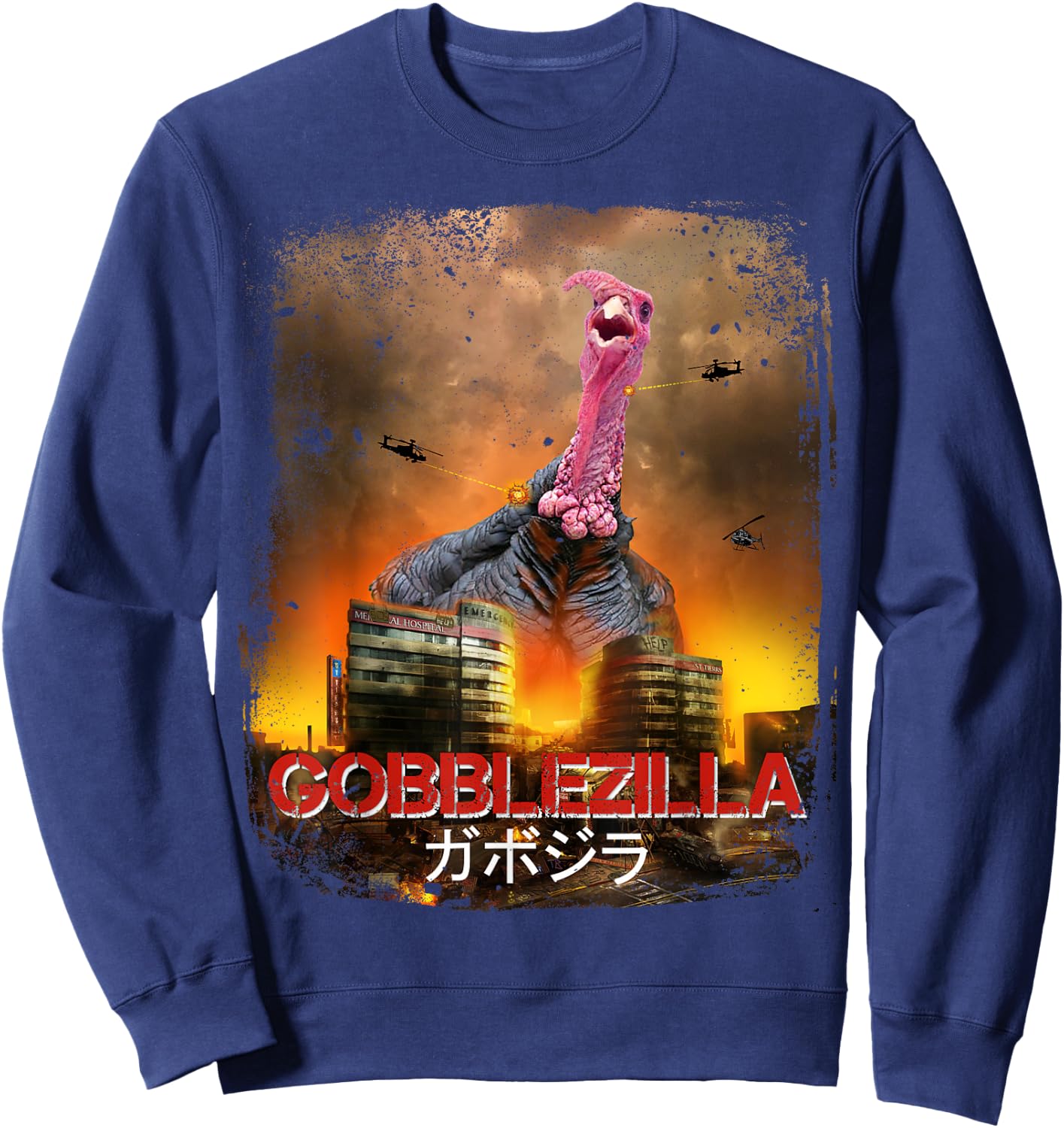 Turkey Day Thanksgiving Gobblezilla Sweatshirt - Sweatshirt | Navy