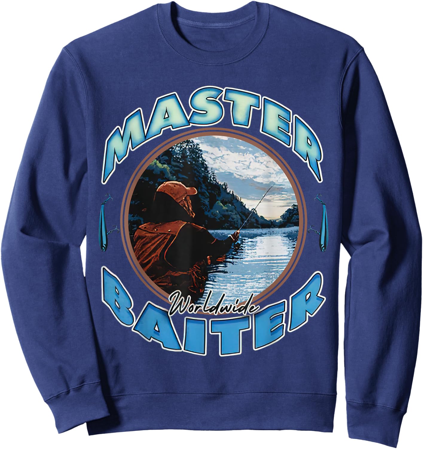 Master Baiter Worldwide Fishing Enthusiast Sweatshirt - Sweatshirt | Navy