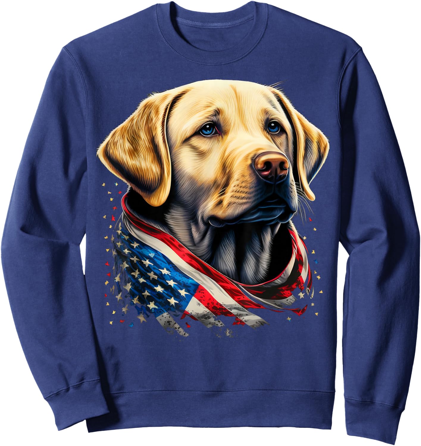 USA 4th Of July Yellow Patriotic American Labrador Retriever Sweatshirt - Sweatshirt | Navy