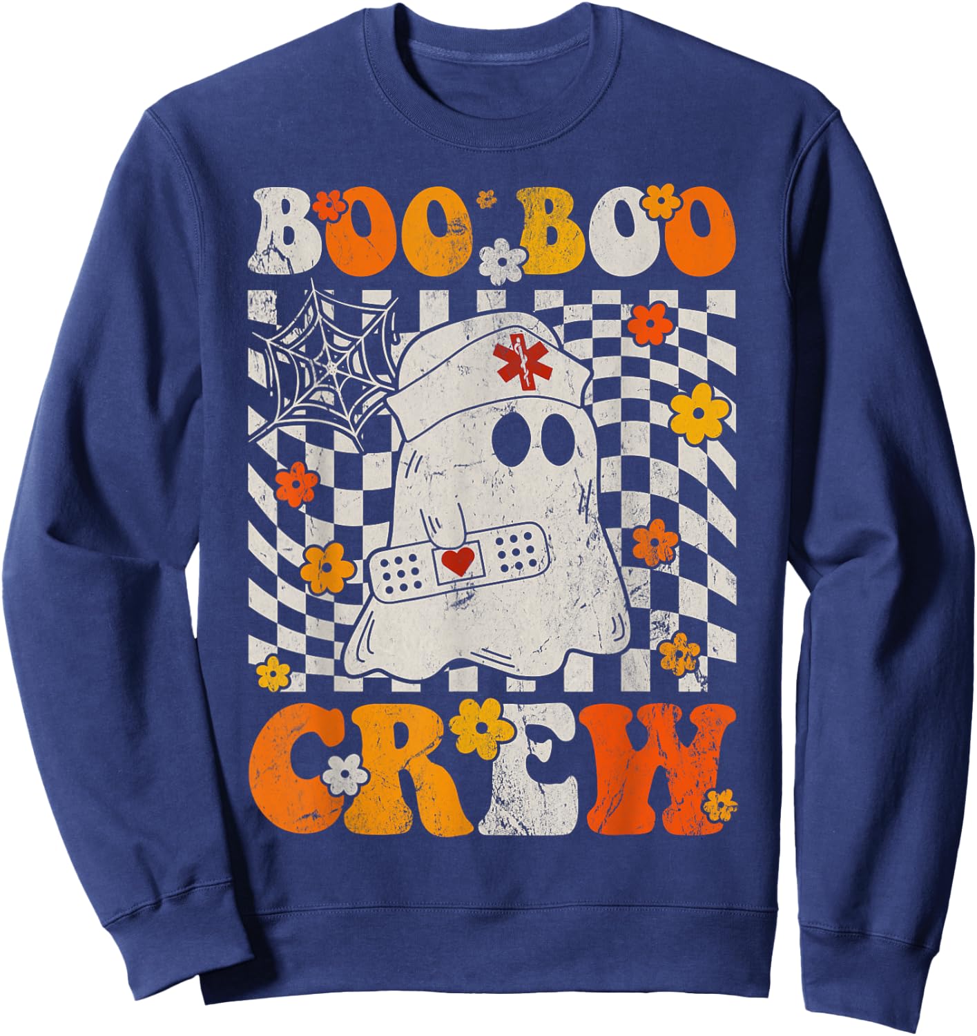 Funny Boo Boo Crew Nurse Halloween Costume Ghost Nursery Sweatshirt - Sweatshirt | Navy