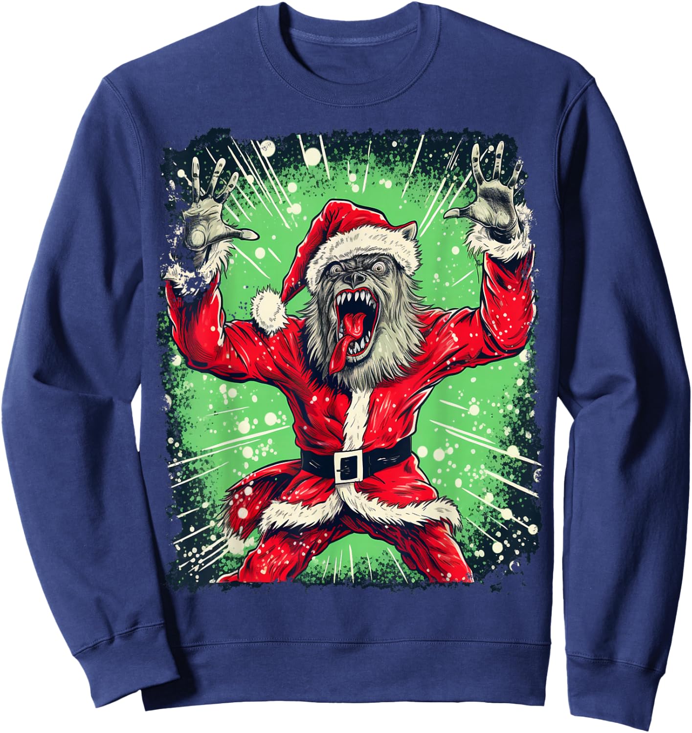 Werewolf Scary Christmas Sweatshirt - Sweatshirt | Navy