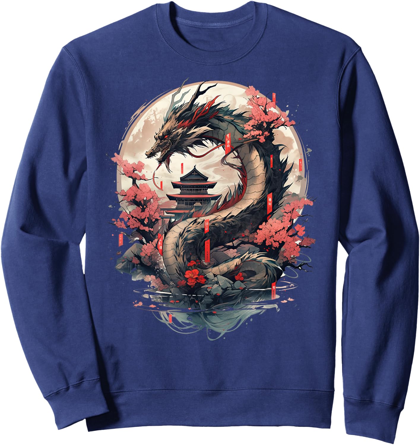 Japanese Aesthetic Dragon japanese art Japan Tattoo Sweatshirt - Sweatshirt | Navy