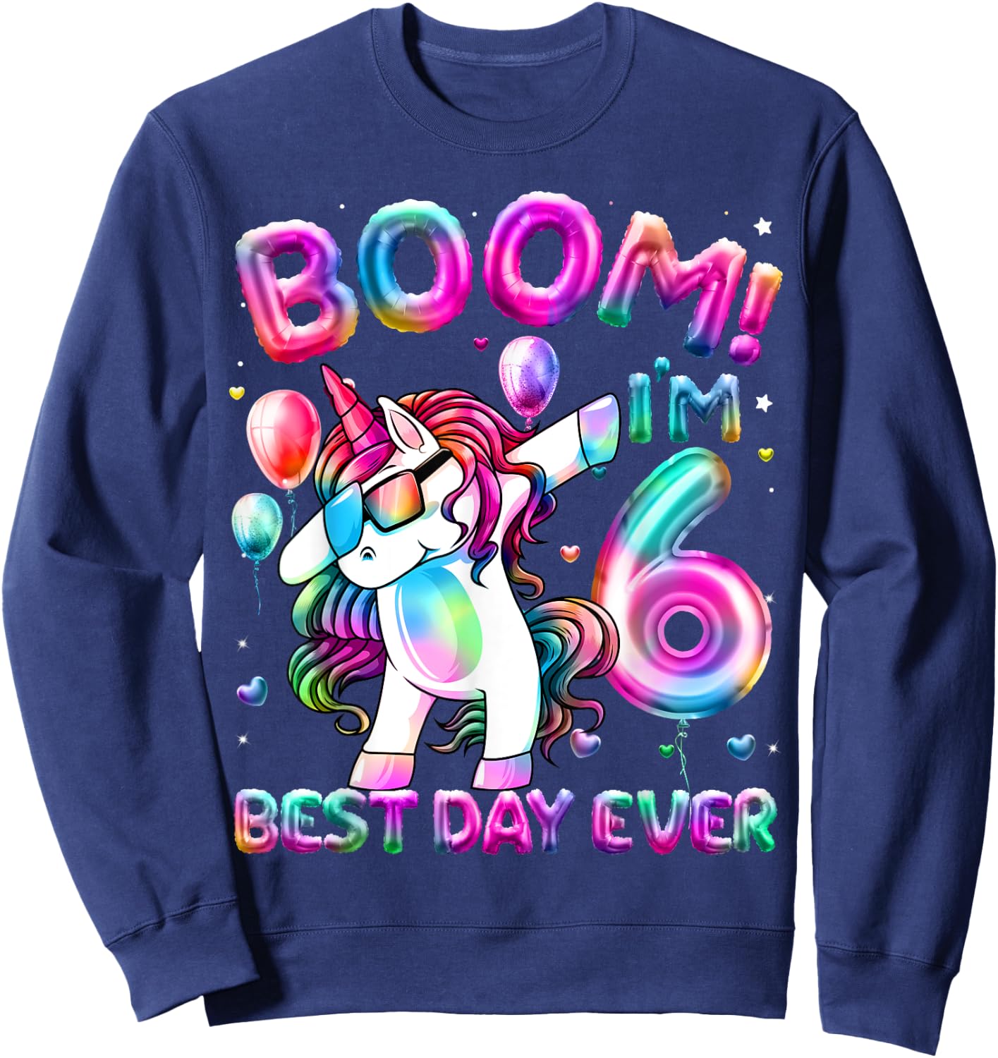 6 Years Old Dabbing Unicorn Gifts 6th Birthday Girl Party Sweatshirt - Sweatshirt | Navy