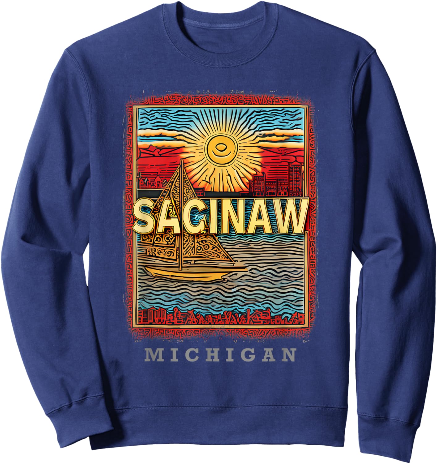 Saginaw Michigan MI Riverside Charm SD915 Sweatshirt - Sweatshirt | Navy