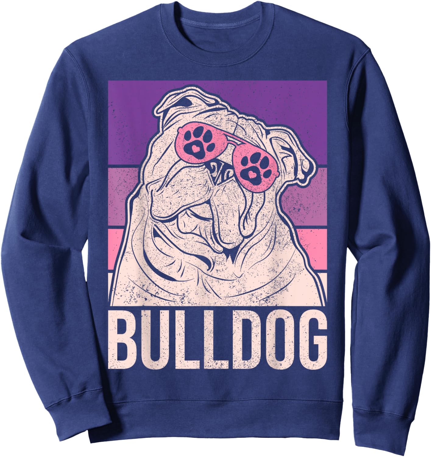 Dog Lover Owner Retro Animal Outfit Vintage English Bulldog Women Girls Kids Sweatshirt - Sweatshirt | Navy