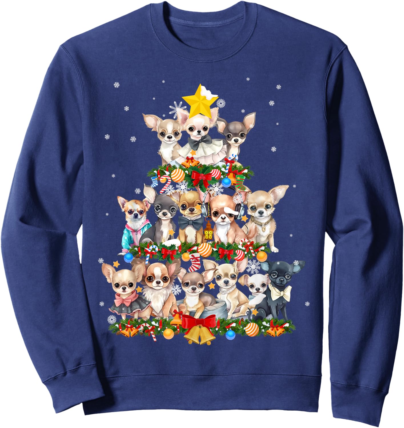 Chihuahua Chihuahueño Christmas Tree Sweatshirt - Sweatshirt | Navy